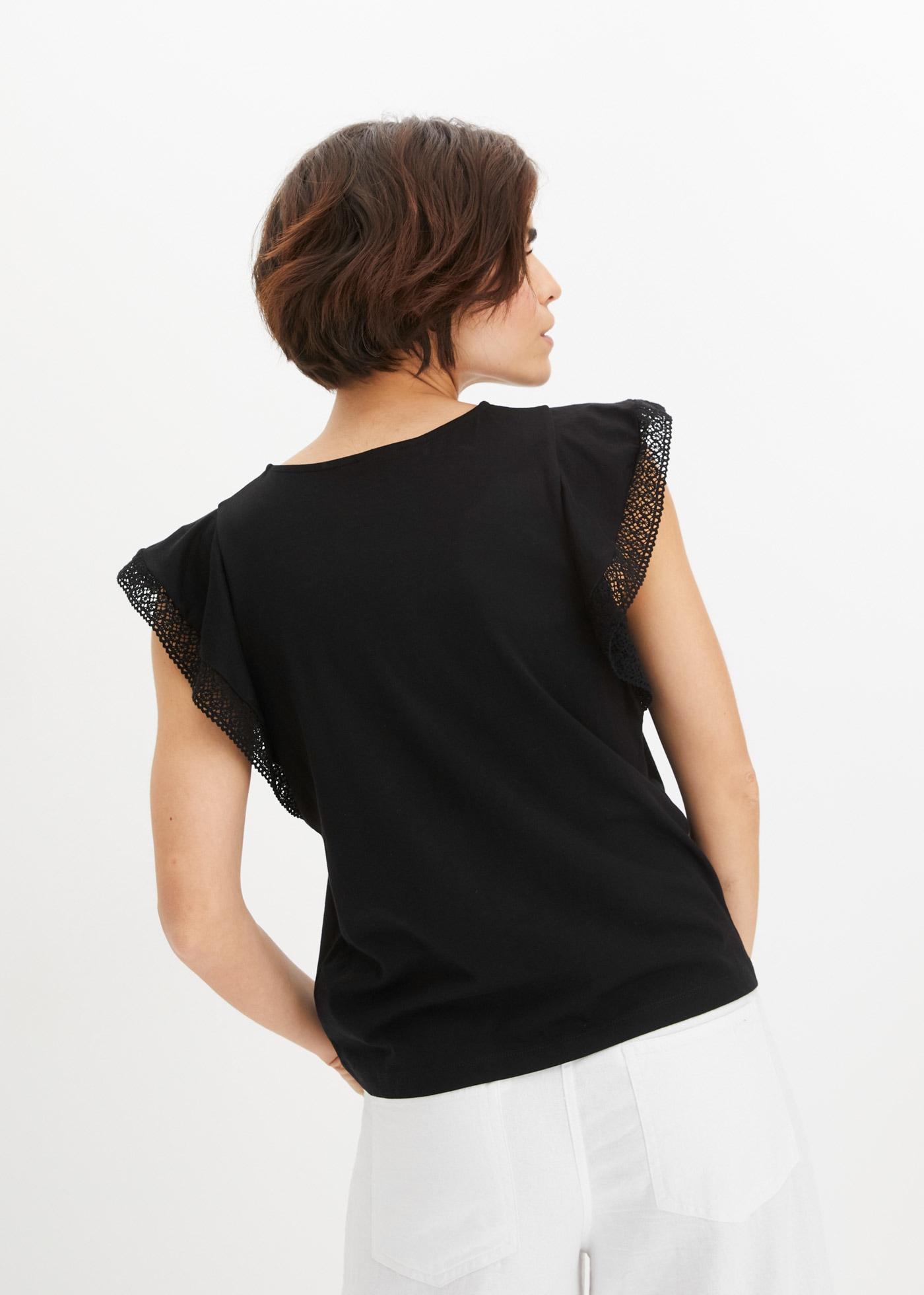 bonprix T-Shirt bequeme Passform, ärmellos, für vielseitige Anlässe, aus Baumwolle