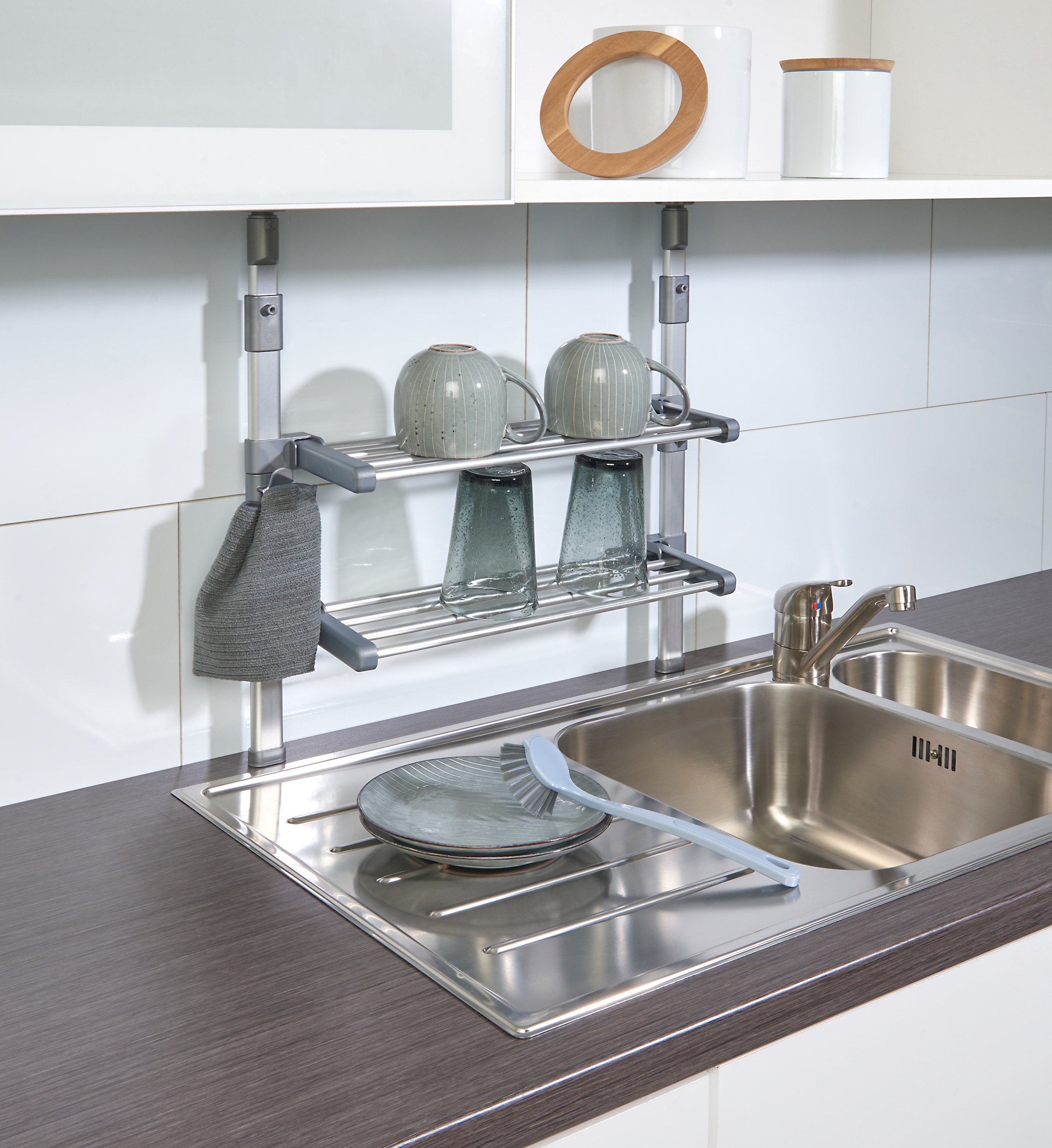 Ruco Teleskopregal zwischen Oberschrank und Arbeitsplatte klemmen, höhenverstellbar