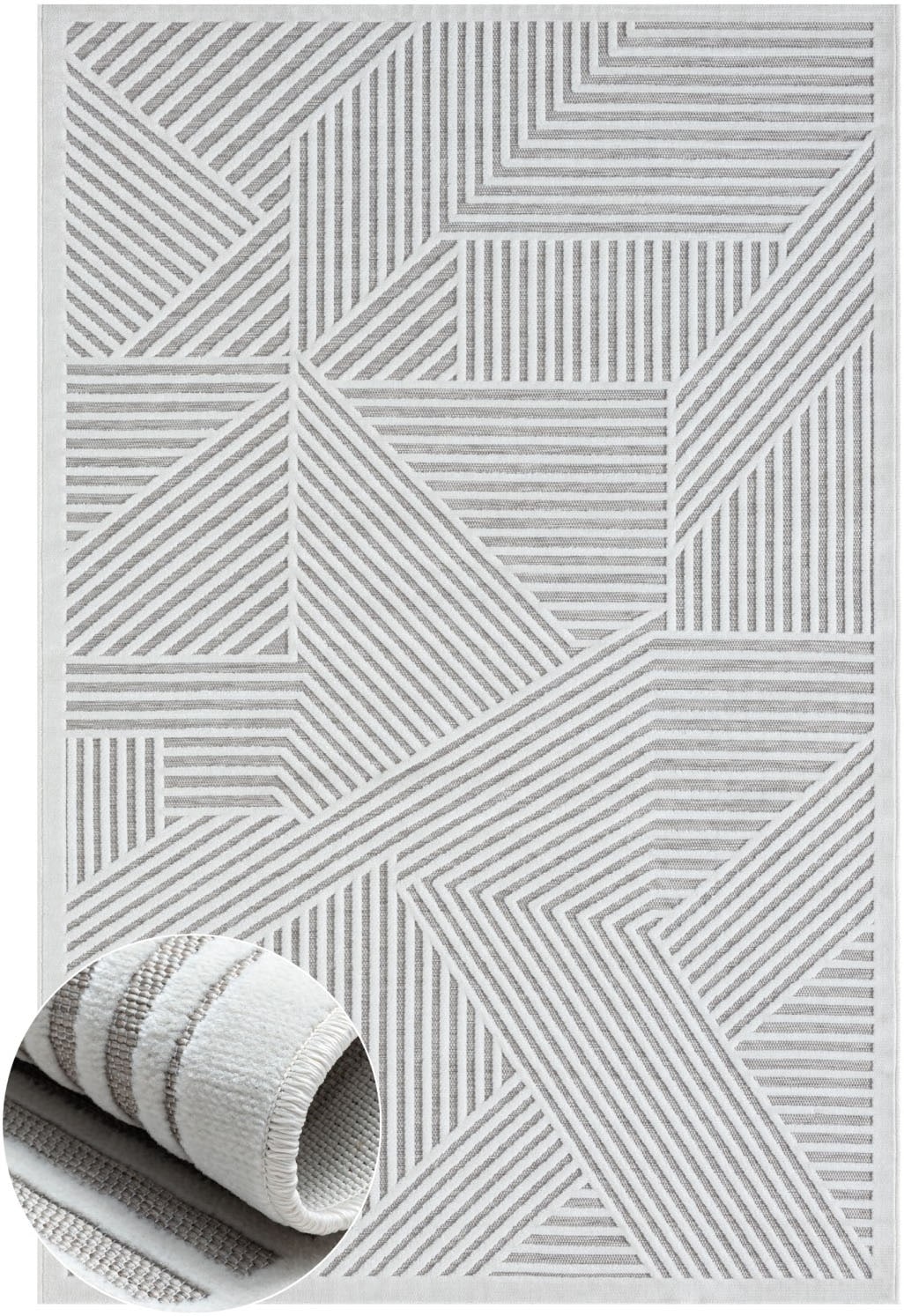 Myflair Möbel & Accessoires Teppich »Vill Lagerräumung«, rechteckig, 8 mm Höhe, modernes Design, Hoch-Tief Effekt, Outdoor geeignet, Balkon, Terrasse