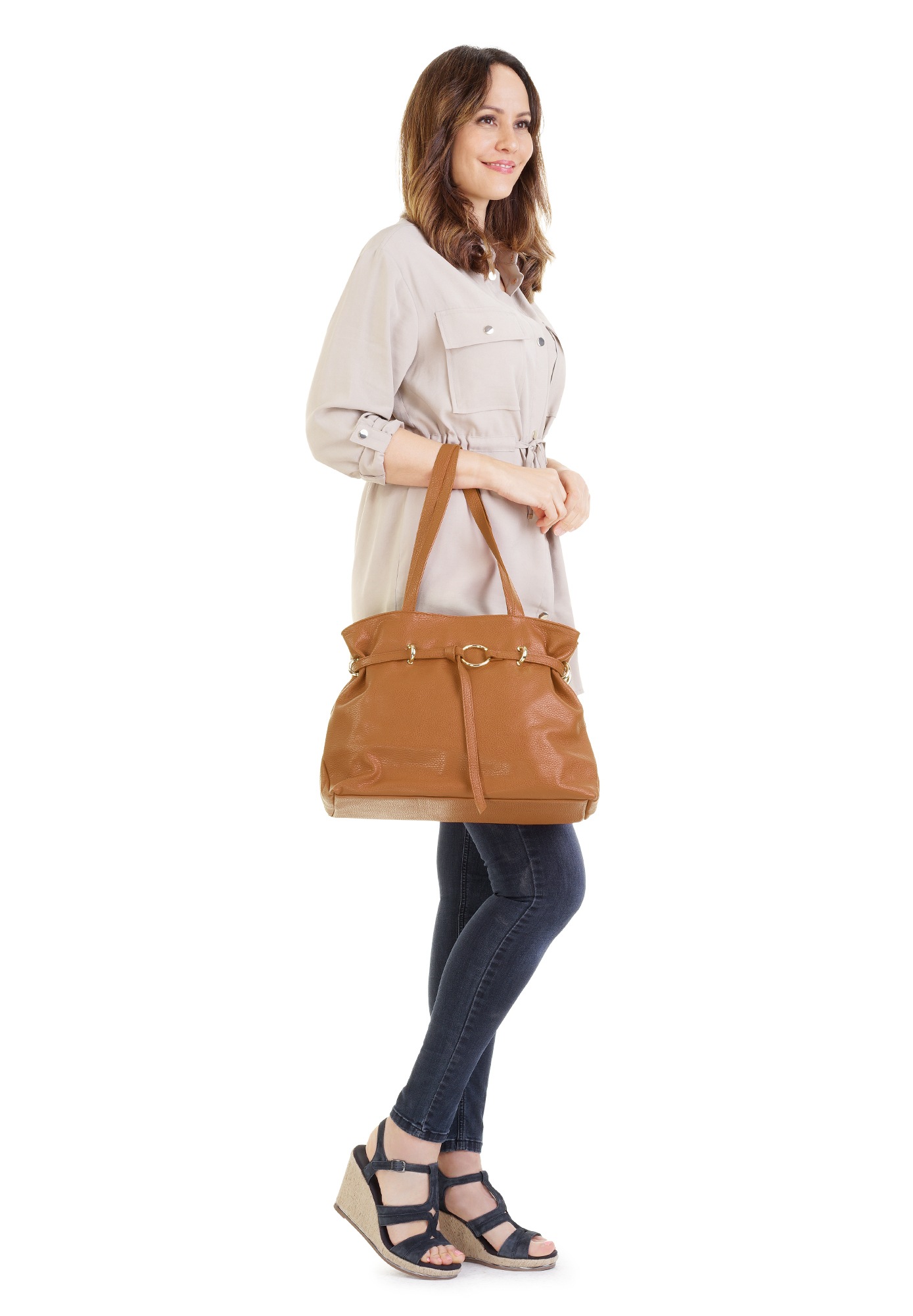 Samantha Look Henkeltasche, echt Leder, Made in Italy
