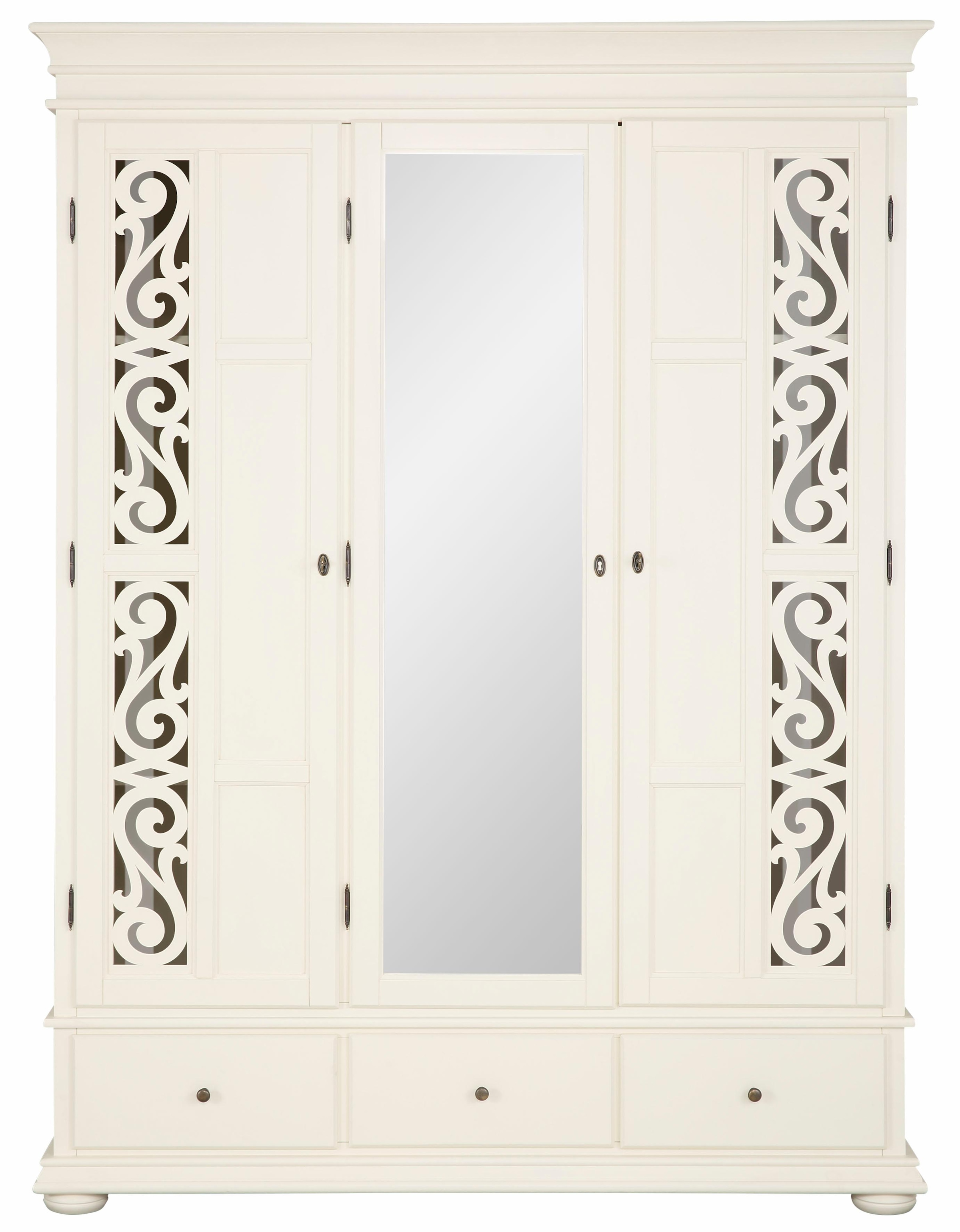 Home affaire Drehtürenschrank »Arabeske«, aus kaufen schönen mit den Ornamenten Türfronten teilmassivem OTTO bei Holz auf