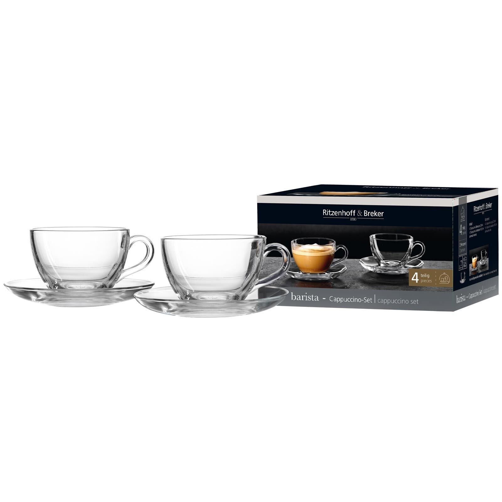 Ritzenhoff & Breker Tasse »Cappuccino-Set Barista 220 ml 2er Set transparent« Spülmaschinenfest