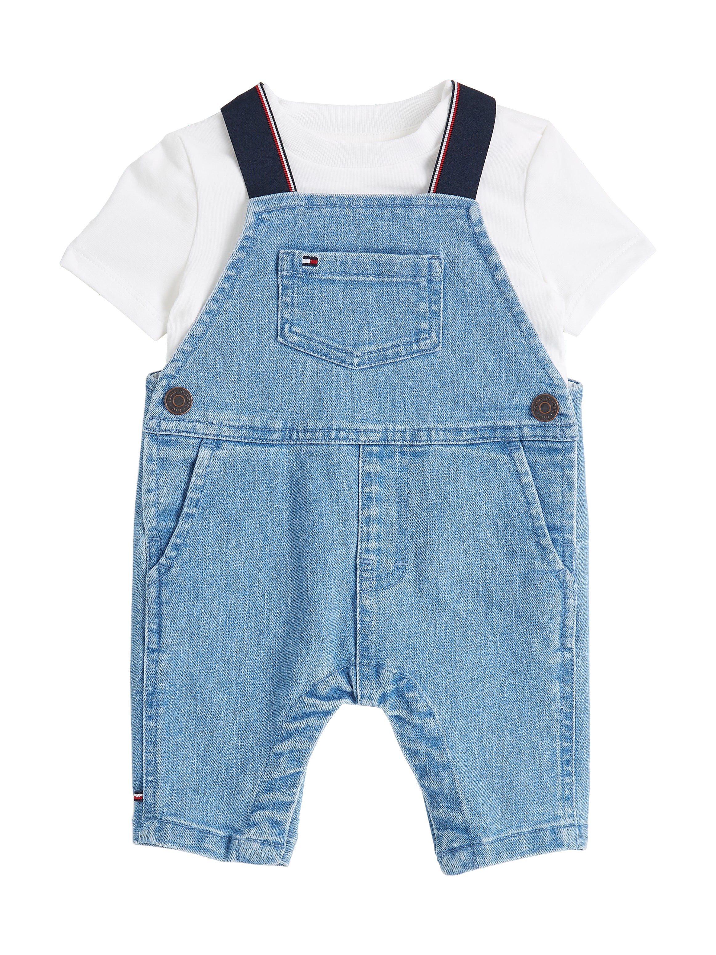 Tommy Hilfiger Shirt & Hose »DENIM DUNGAREE« Set in blau, Größe 62