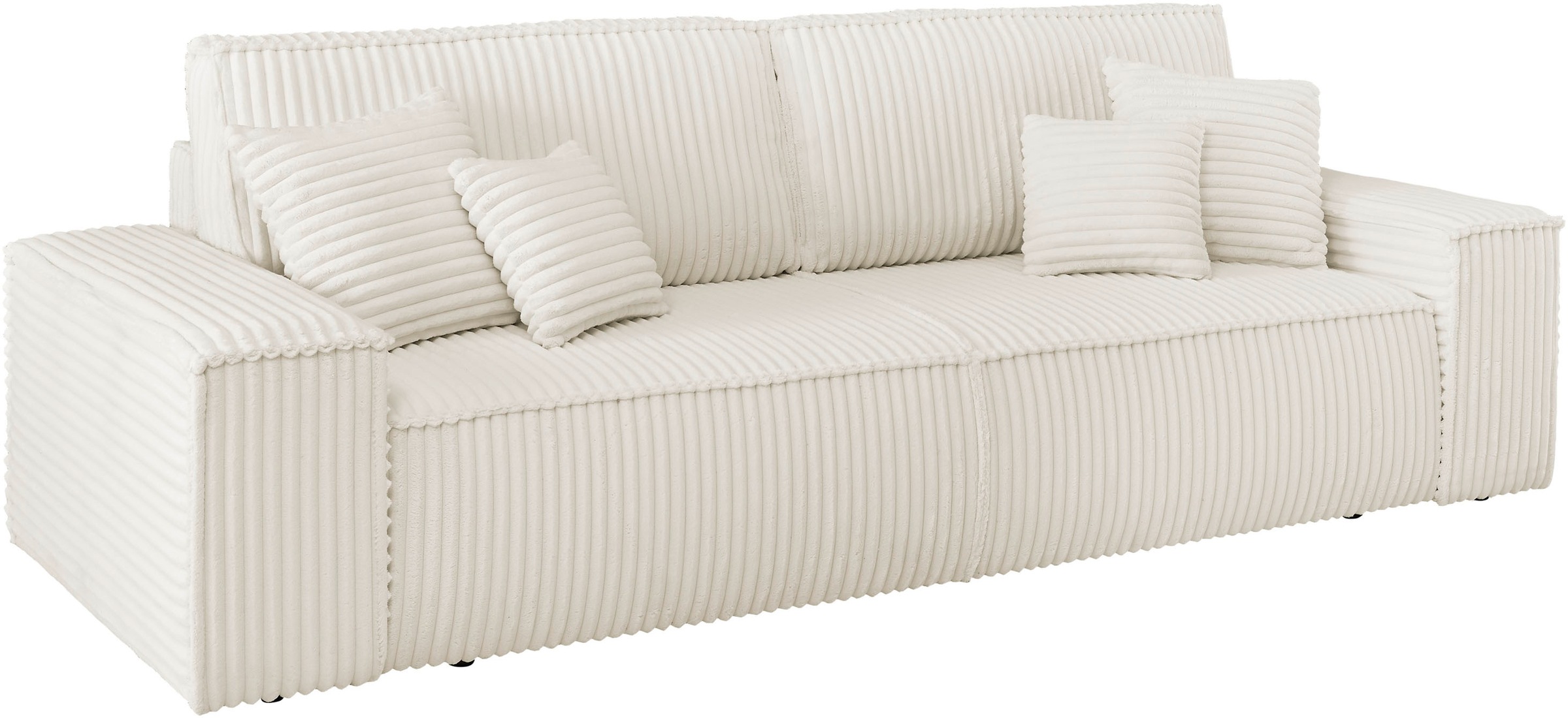 andas 3-Sitzer »FINNLEY Schlafsofa 257 cm, Schlaffunktion mit Bettkasten (200/136cm)«, in Aqua Clean-Bouclé, Struktur fein u. Cord