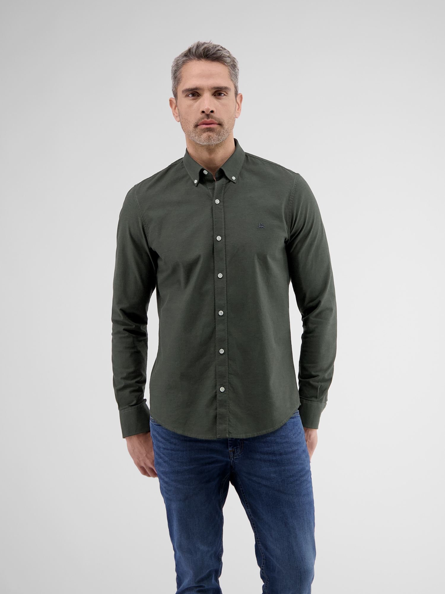 LERROS Langarmhemd »LERROS Oxfordhemd mit Stretchanteil und Button-down-Kragen«