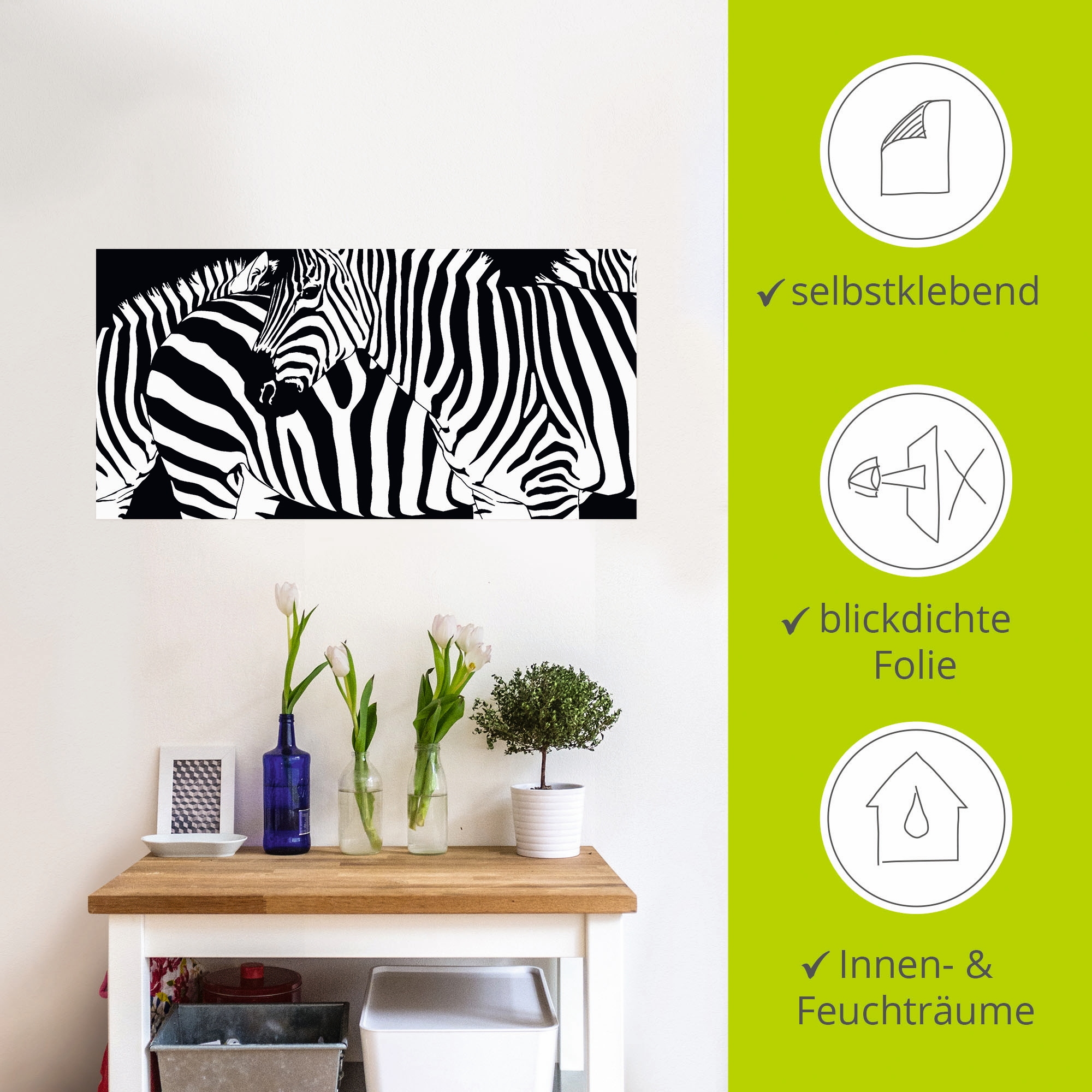 Artland Wandfolie »Zebrastreifen«, Wildtiere, (1 St.), selbstklebend