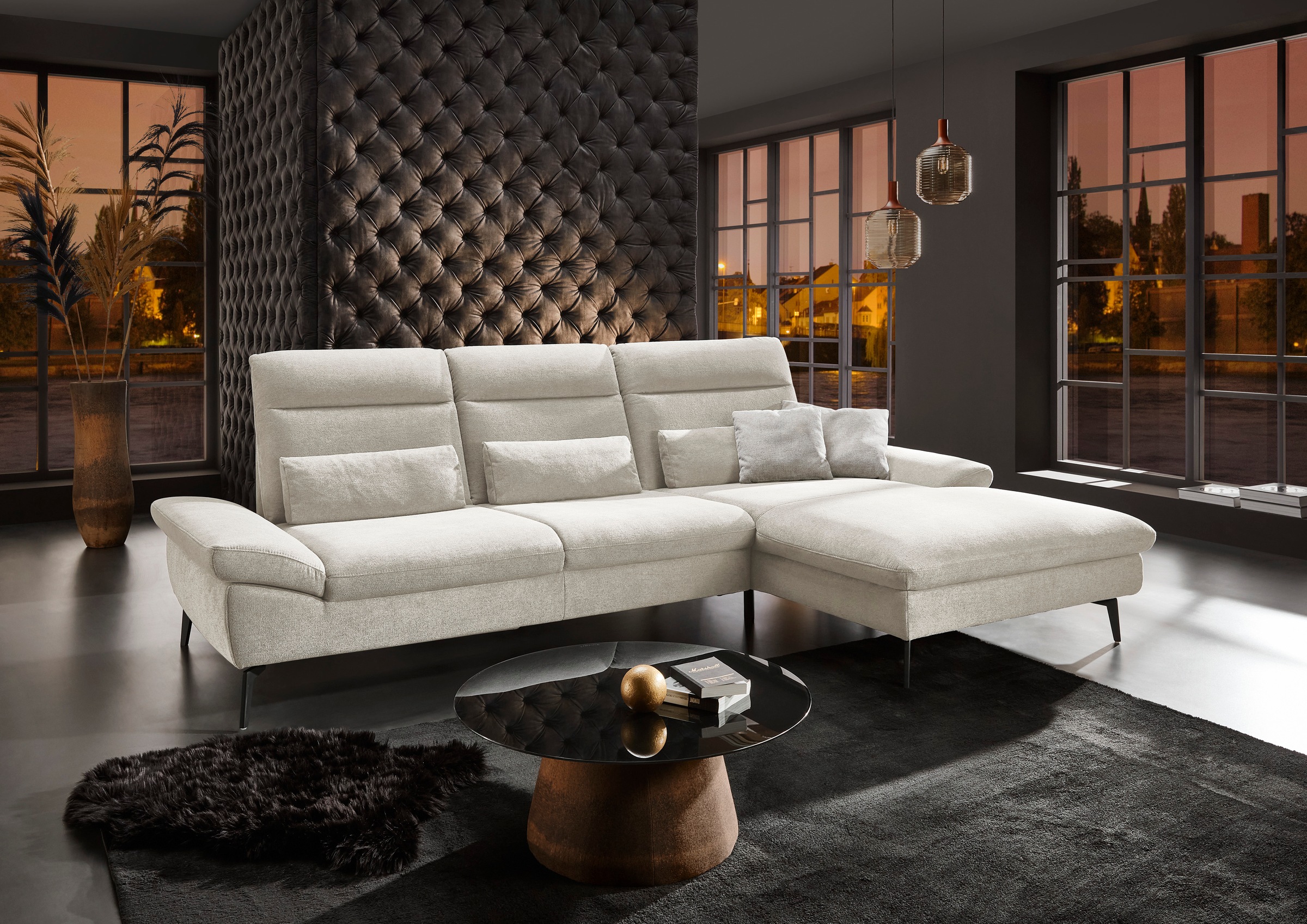 HUKLA Ecksofa »HU-HP22156 L-Form«, inkl. Kopfpolsterverstellung, optional mit Sitztiefenverstellung