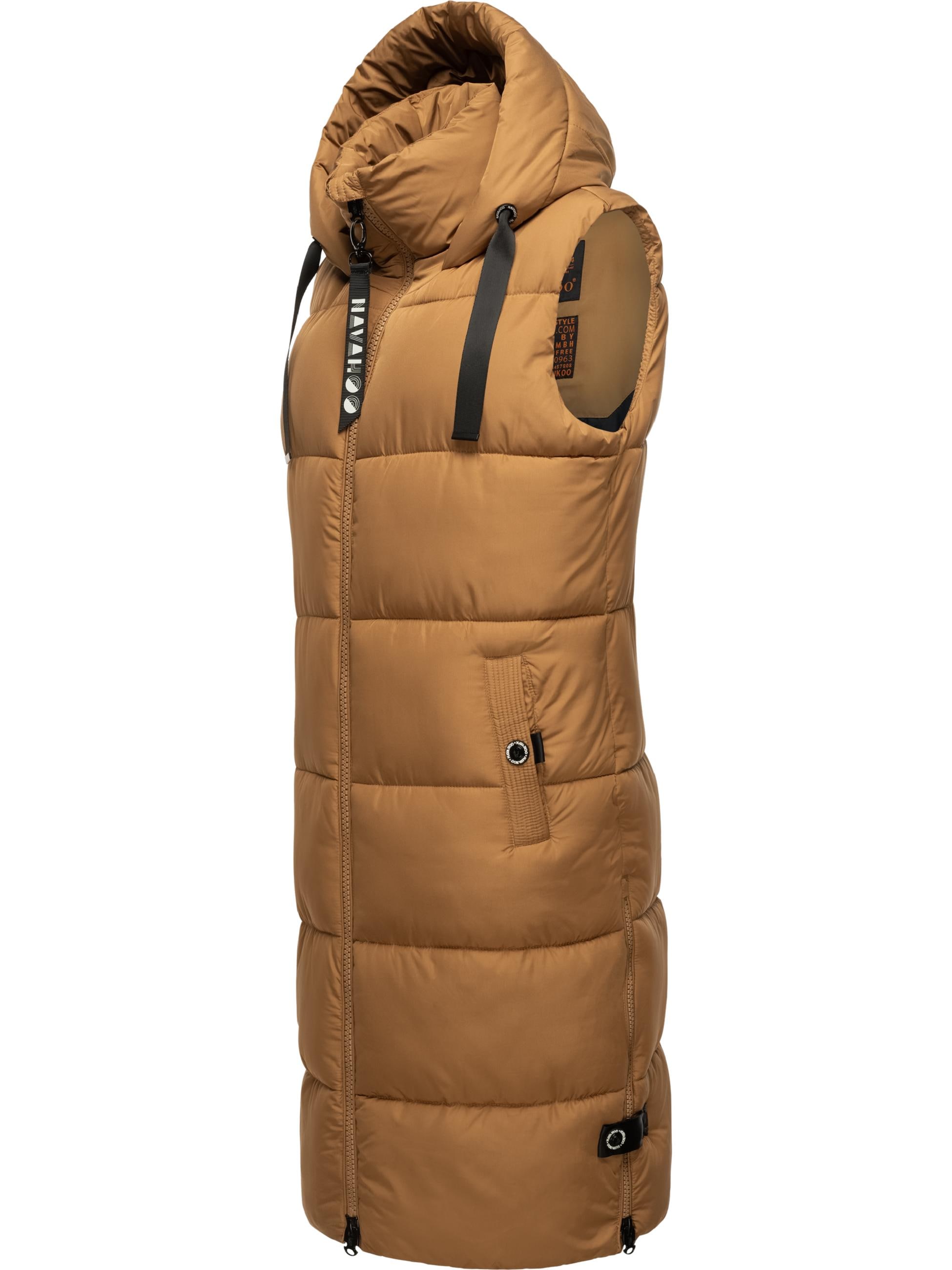 Navahoo Steppweste »Steppweste Schnuffelchen«, (1 tlg.), warme Damen Outdoor-Weste lang mit Kapuze