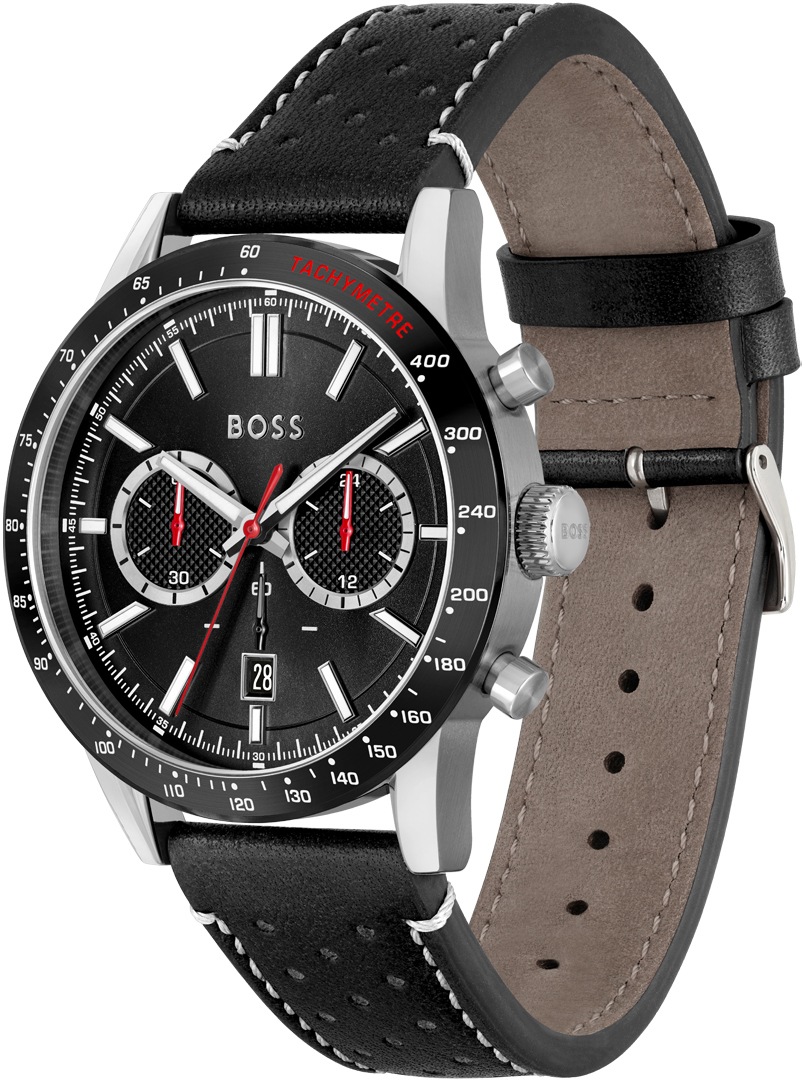 BOSS Chronograph »ALLURE«, Quarzuhr, Herrenuhr, Armbanduhr, Stoppfunktion, Lederarmband