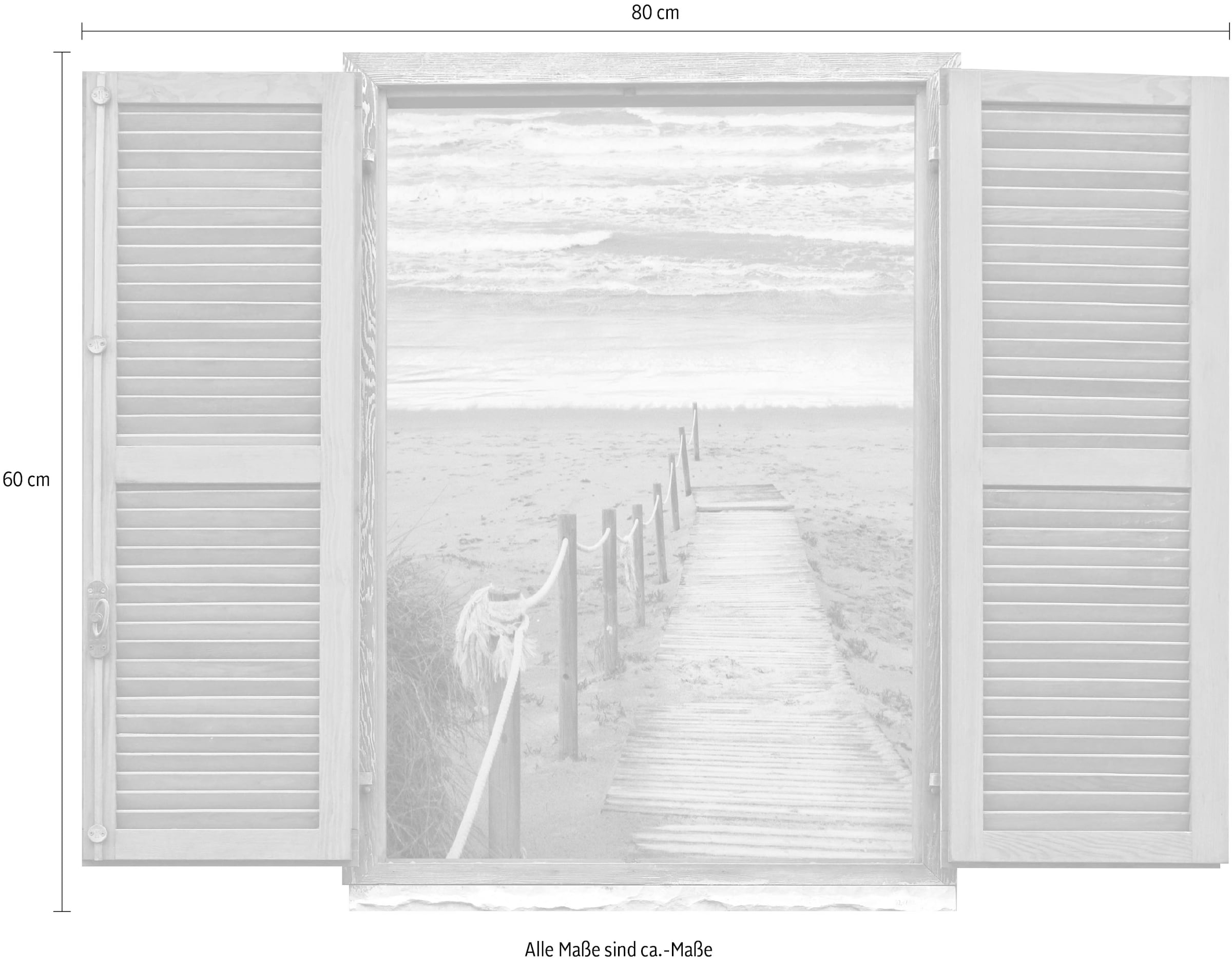 queence Wandtattoo »Steg zum Meer«, (1 St.), Wandsticker, Wandbild, selbstklebend, 3D, Fenster