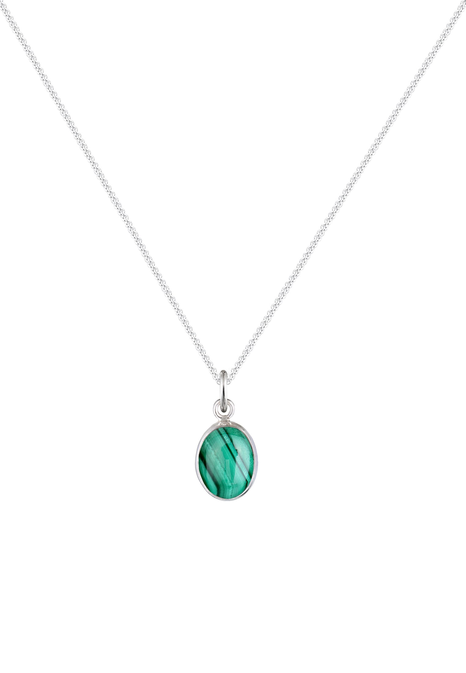 Elli Silberkette »Halskette Malachit Anhänger Oval 925 Silber«