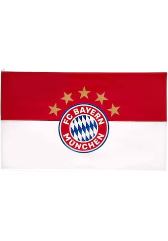 Fahne »FC Bayern München Hissfahne 5 Sterne Logo, 250x150 cm«, Aus recyceltem Polyester