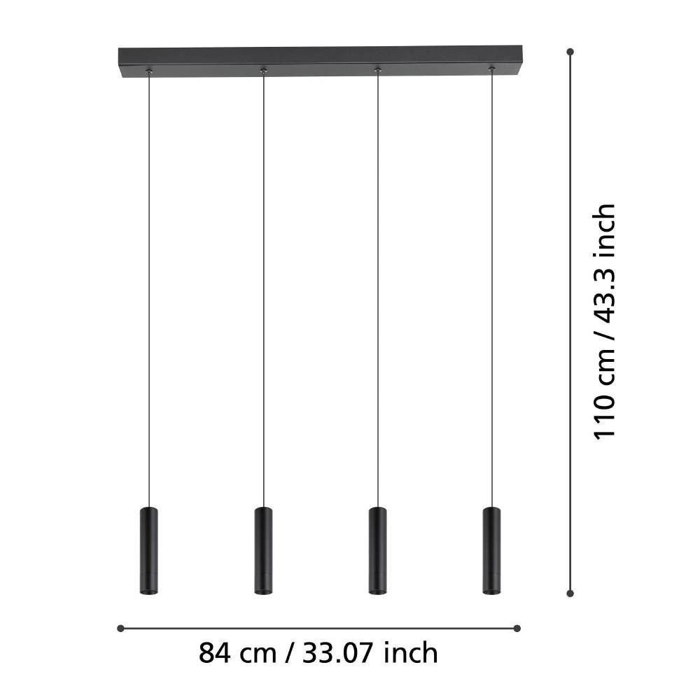 EGLO Hängeleuchte »ALMUDAINA«, 4 flammig, Leuchtmittel LED-Modul | LED fest integriert, Pendelleuchte, Esszimmerlampe, Metall in Schwarz, Hängeleuchte, 84 cm