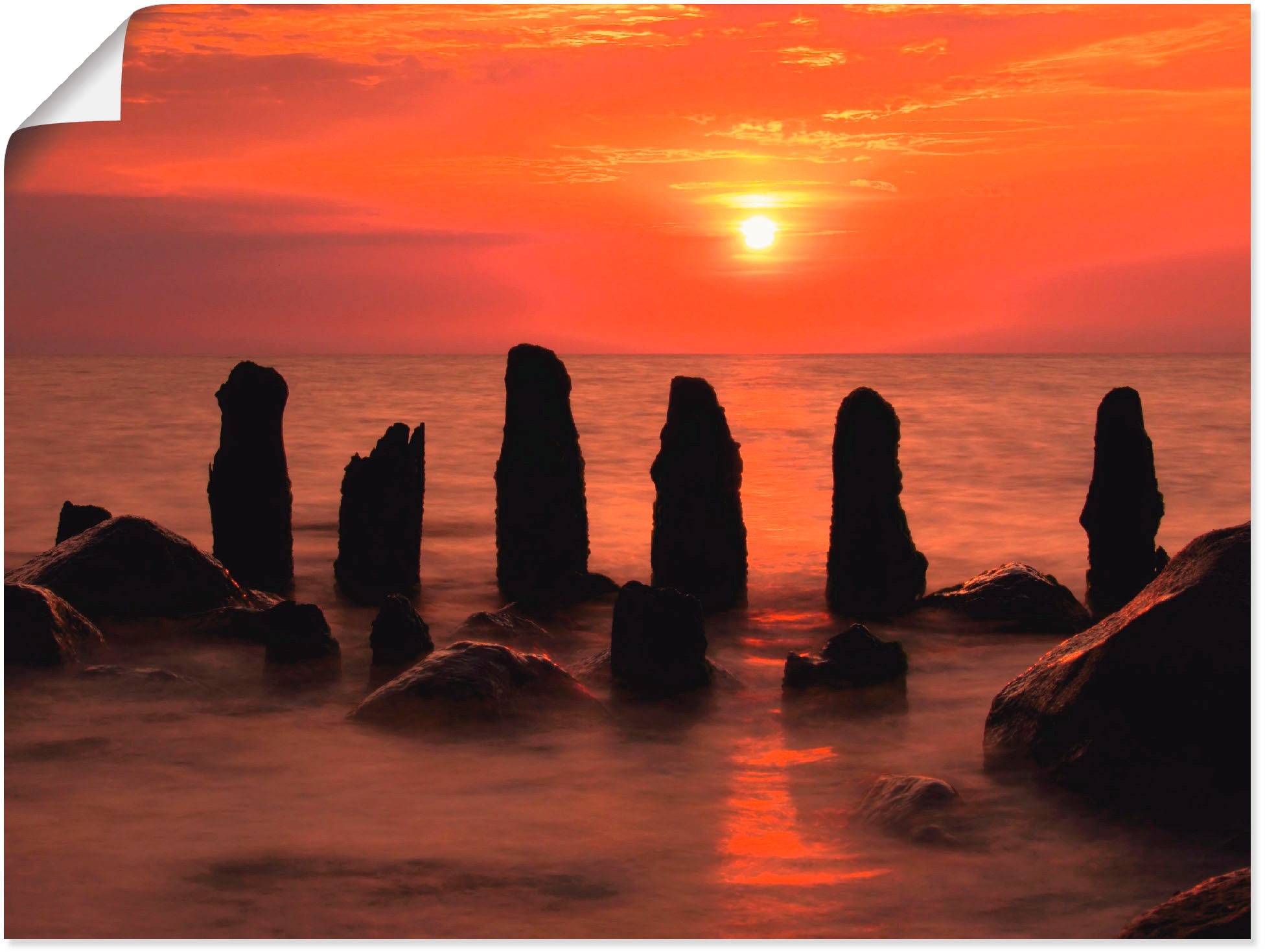 Artland Wandbild »Sonnenuntergang an der Ostseeküste I«, Küste, (1 St.), in vielen Größen & Produktarten -Leinwandbild, Poster, Wandaufkleber / Wandtattoo auch für Badezimmer geeignet