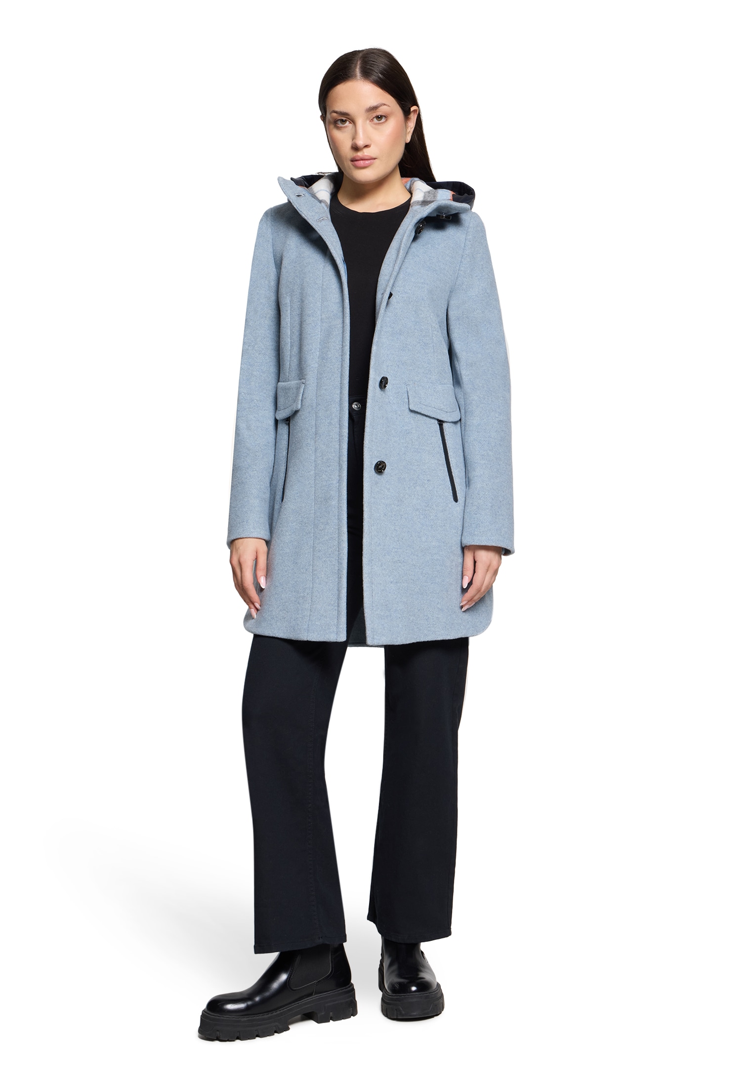 Gil Bret Wollmantel mit Kapuze und aus einer Wollmischung