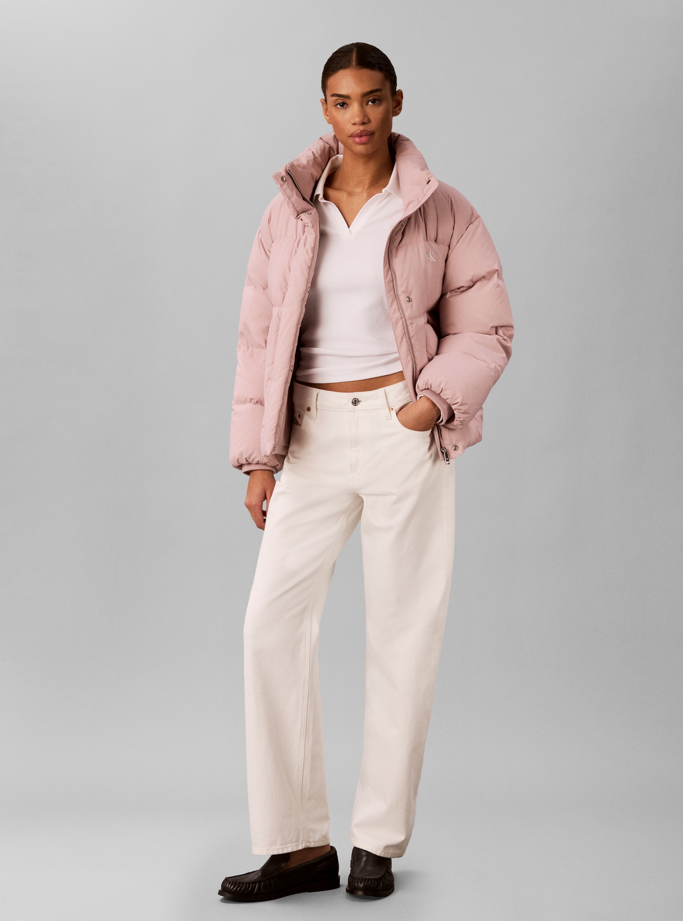Calvin Klein Jeans Steppjacke »RELAXED STAND COLLAR DOWN« ohne Kapuze Regular fit mit Stehkragen