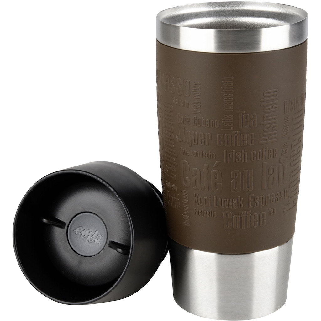 Emsa Thermobecher »Travel Mug«, (1 tlg.), Edelstahl, 360°Trinköffnung, 4h heiß/8h kalt, 360 ml