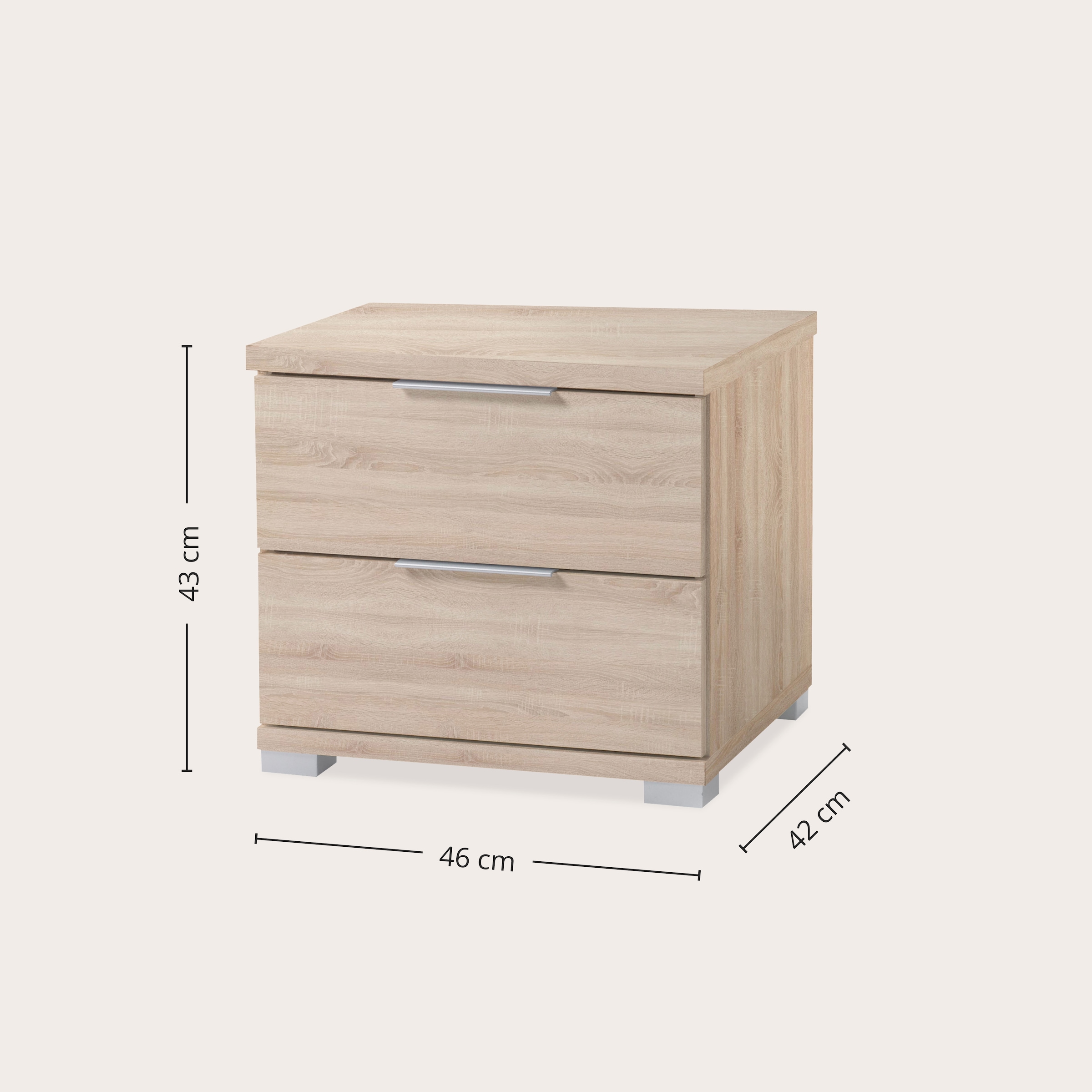 Schlafkontor »Smilla Nachttisch, Nachtkonsole mit Schubkästen« Korpus melaminbeschichtet, silberfarbige oder schwarze Griffe