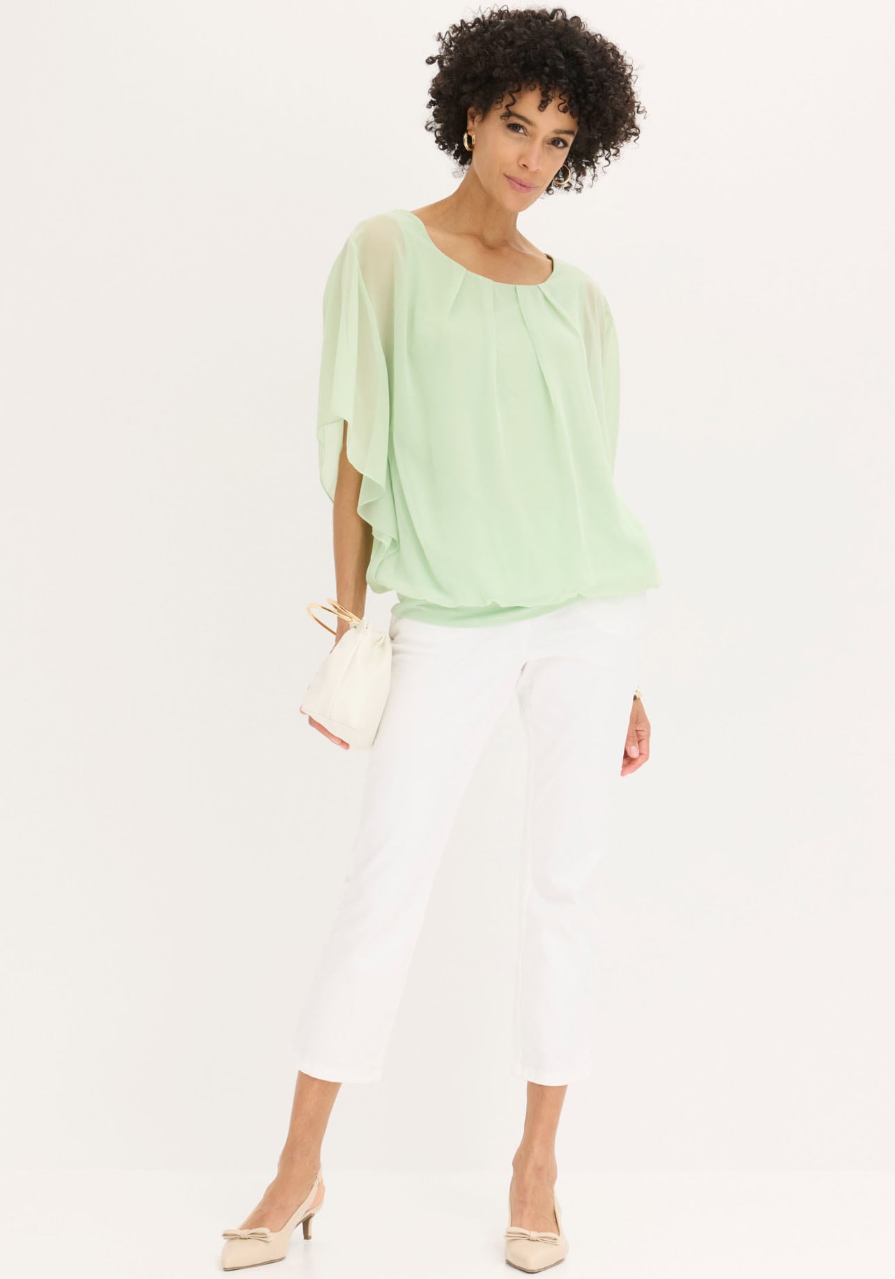 bonprix Chiffonbluse »Chiffonbluse mit Untertop« Oversize-Passform, für festliche Anlässe, mit elastischem Bund