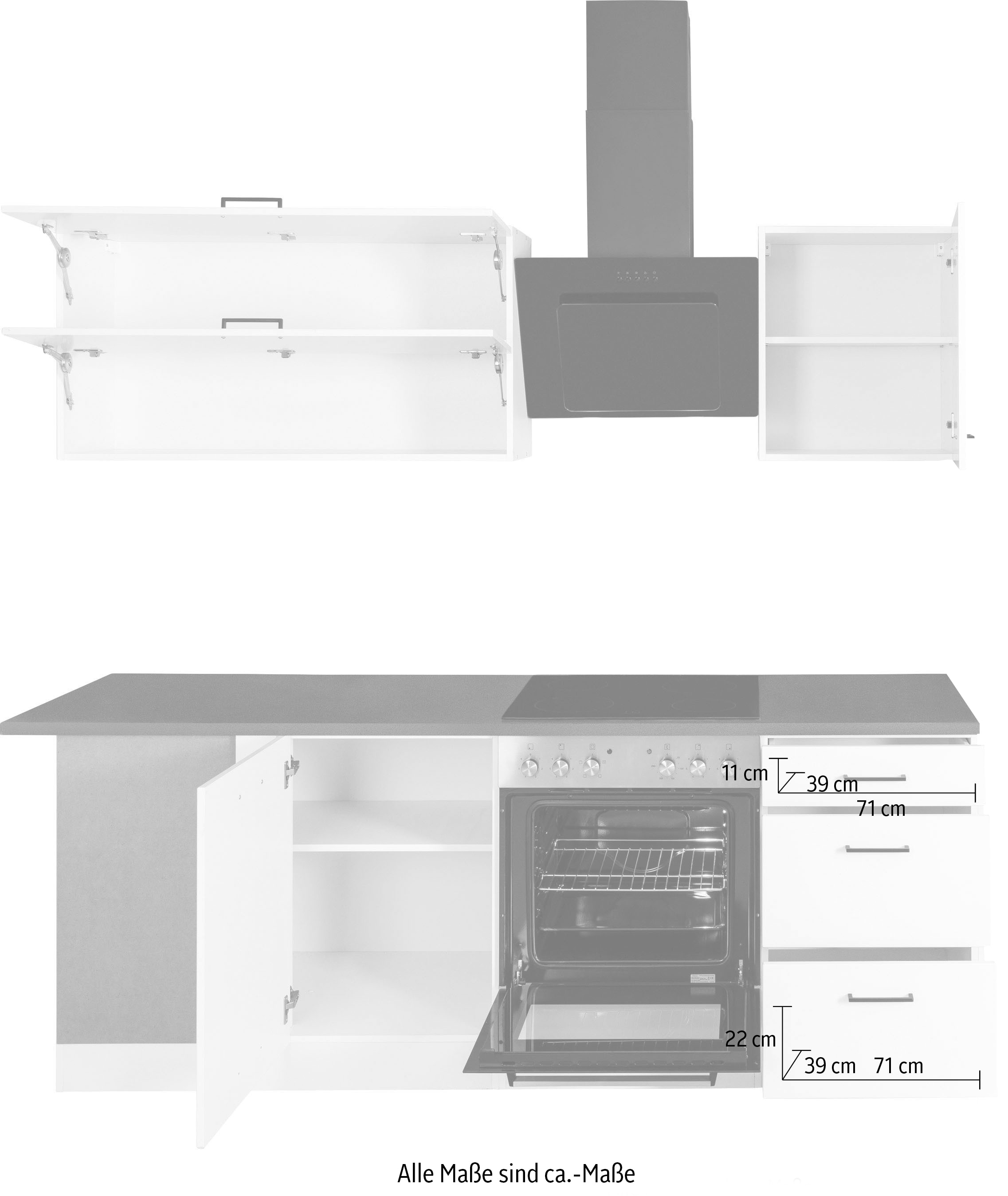 KOCHSTATION Winkelküche »KS-Trier«, ohne E-Geräte, Stellbreite 220/220 cm