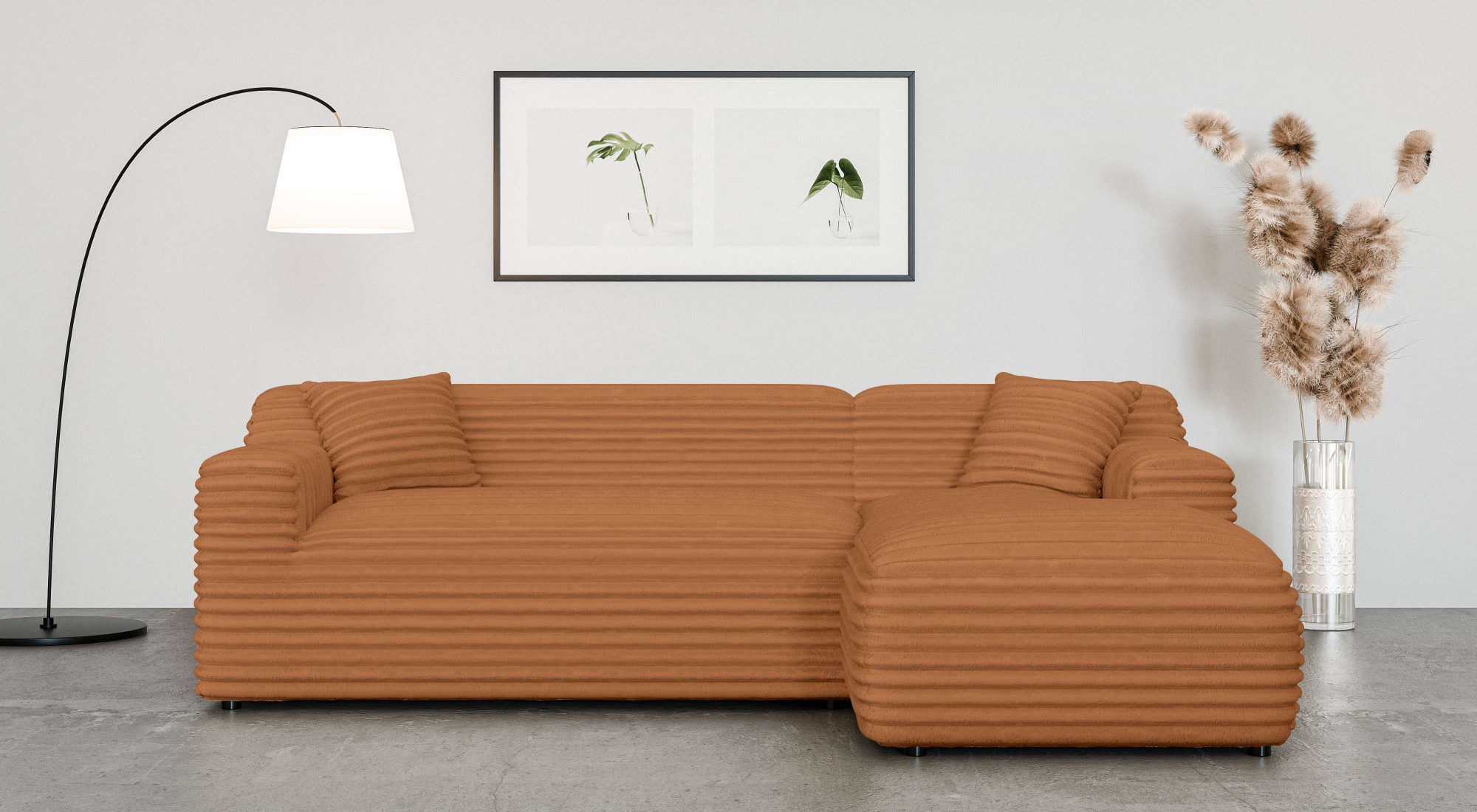 Home affaire Ecksofa »LILLIANA Designsofa, L-Form mit Recamiere rechts/links bestellbar«, L-Form mit Wellenunterfederung, Maße B/T/H: 256/160/76 cm