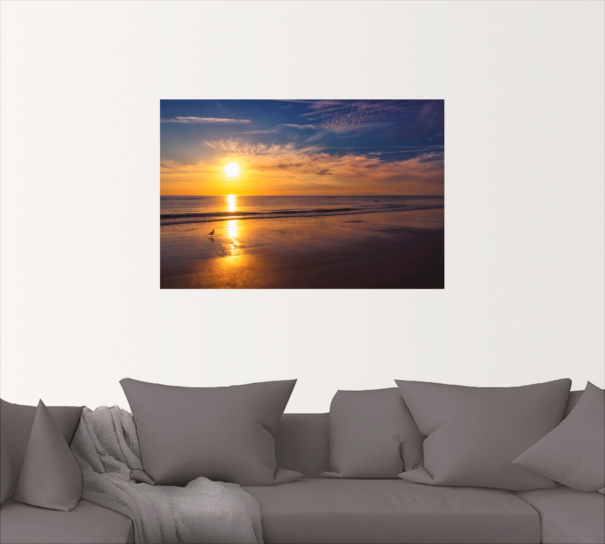 Artland Wandbild »Sonnenuntergang SPO«, Strand, (1 St.), als Alubild, Outdoorbild, Leinwandbild, Wandaufkleber, versch. Größen