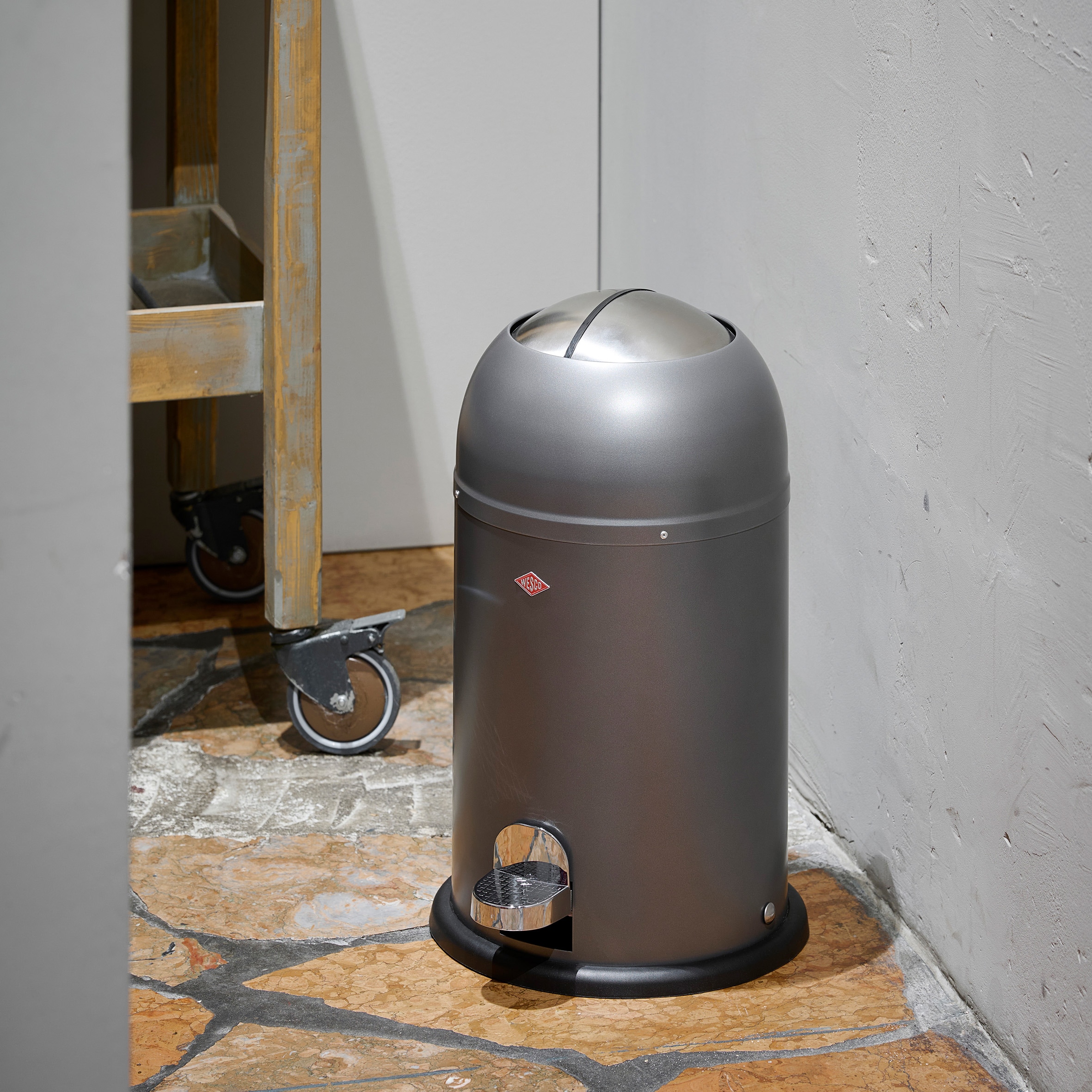 WESCO Mülleimer »Kickmaster Junior Abfallsammler mit Dämpfer« 1 Behälter mit Kunststoffeinsatz, Klappe, Fußtritt und Bodenring