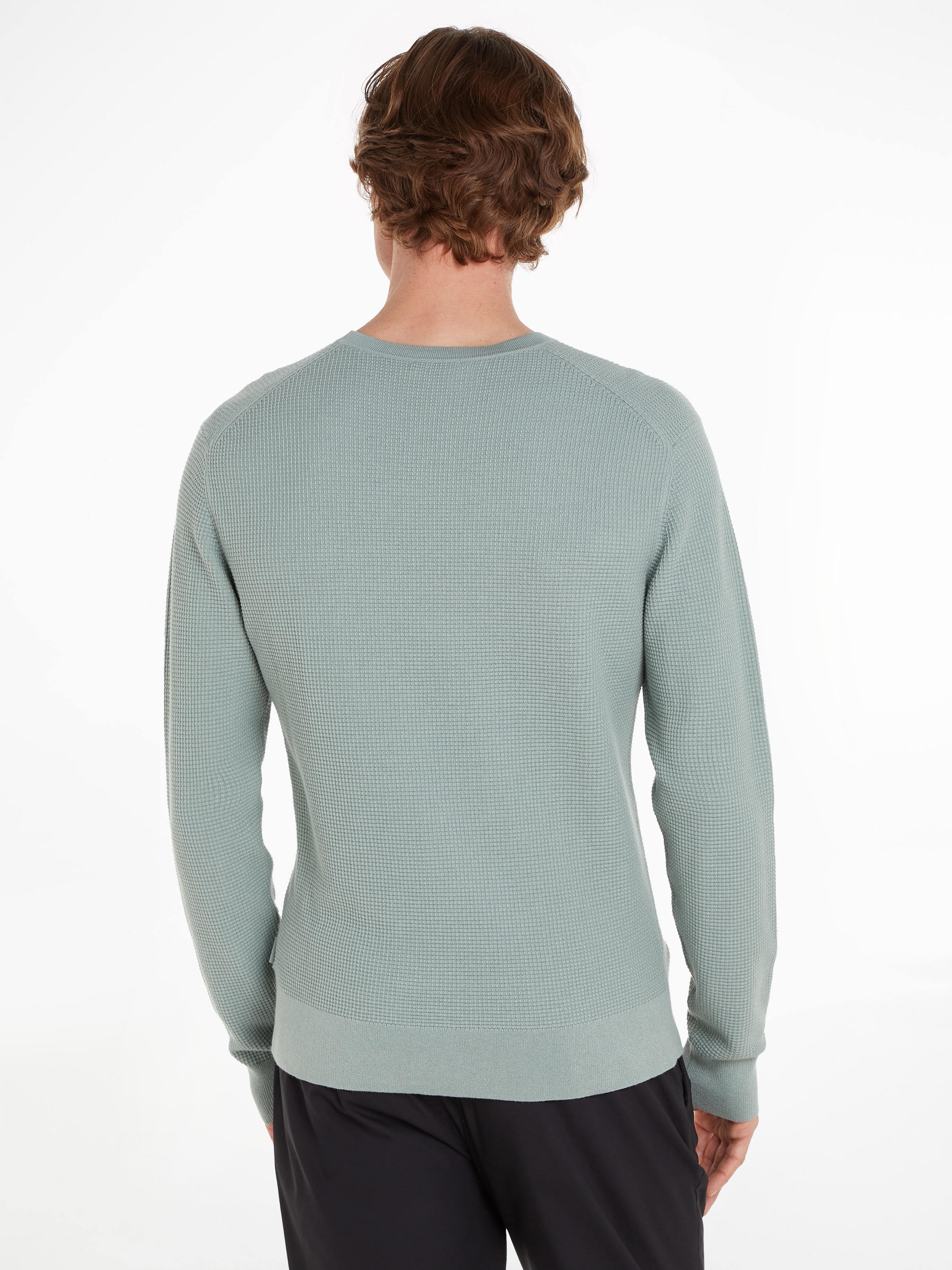 Calvin Klein Rundhalspullover »WAFFLE STRUCTURE SWEATER«, mit Markenlabel