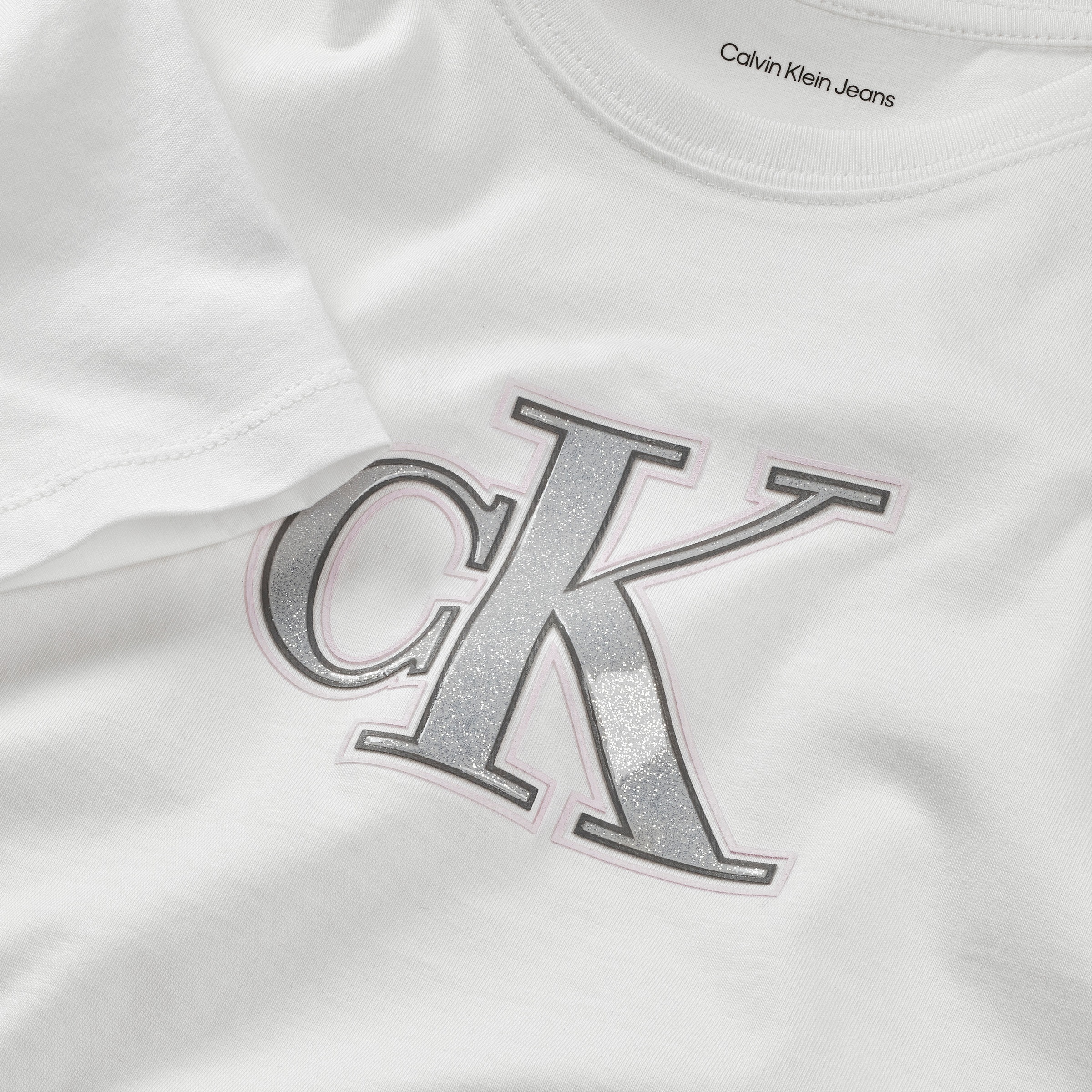 Calvin Klein Jeans T-Shirt »FESTIVE GRAPHIC SS T-SHIRT«, für Kinder bis 16 Jahre, Glitzer-Druck