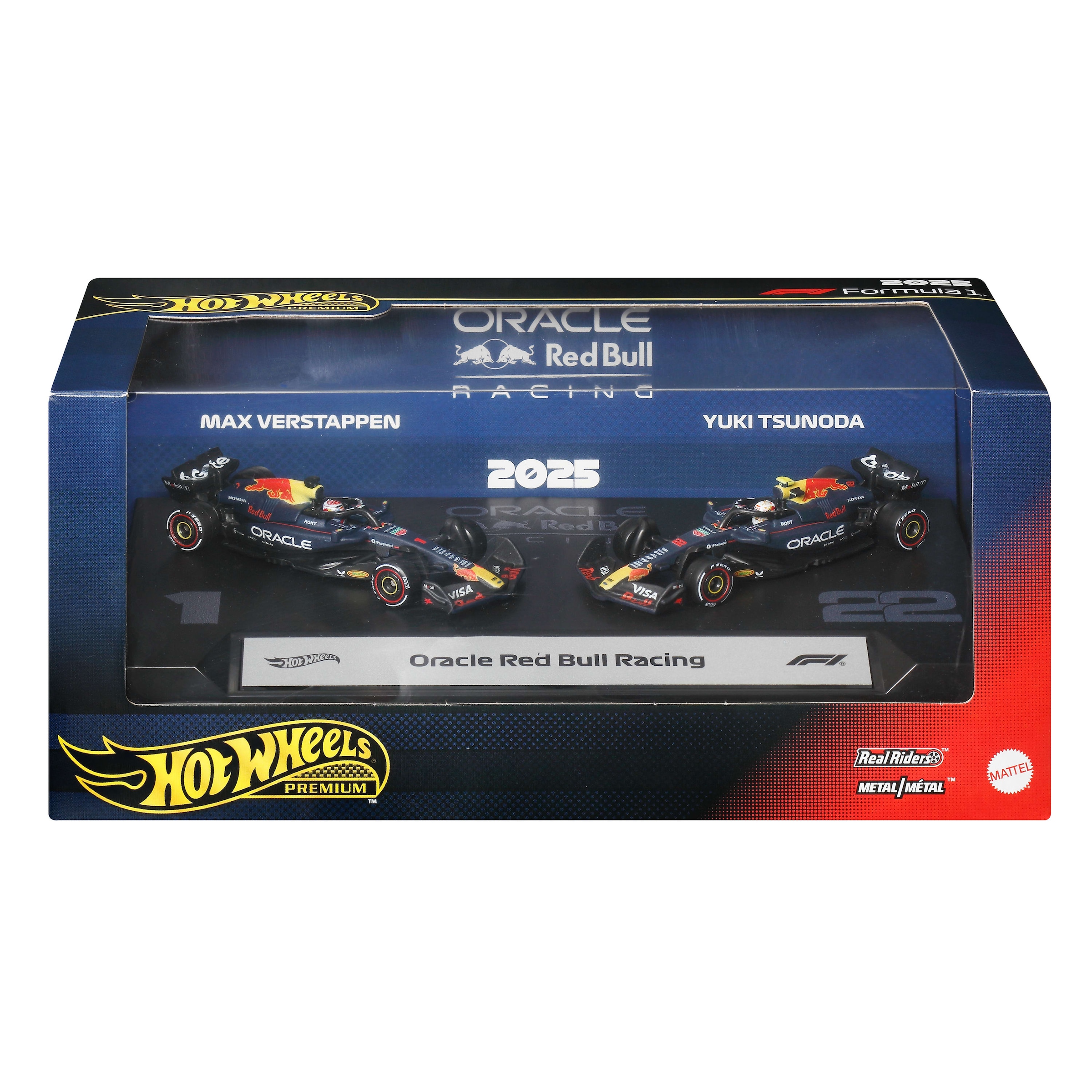 Hot Wheels Spielzeug-Rennwagen »Premium Oracle Red Bull Racing, Max Verstappen und Nr. Yuki Tsunoda« Maßstab 1:64