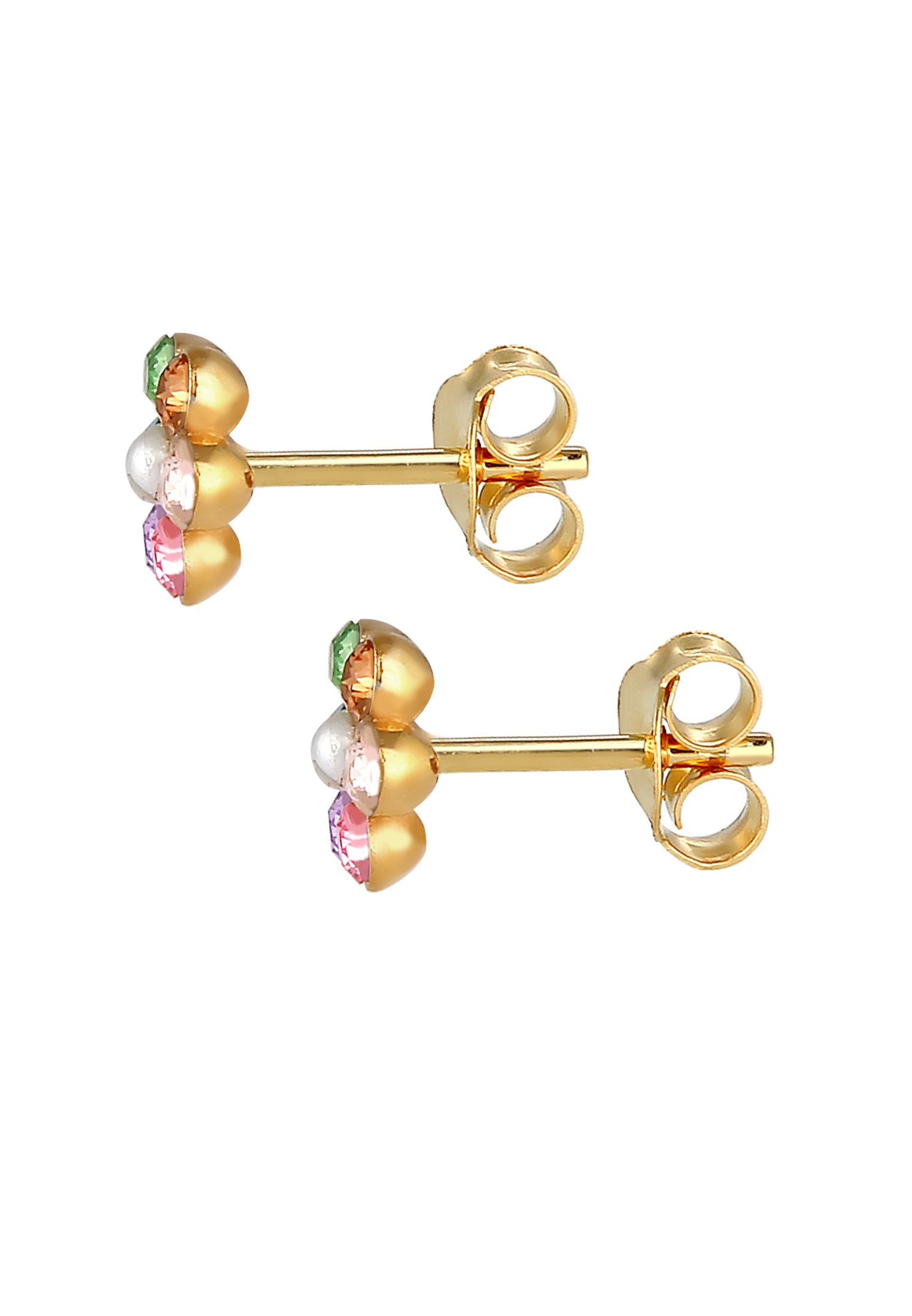 Elli Paar Ohrstecker »Ohrringe Kinder Blume Synthetische Perle Regenbogen Kristall 925 Silber«