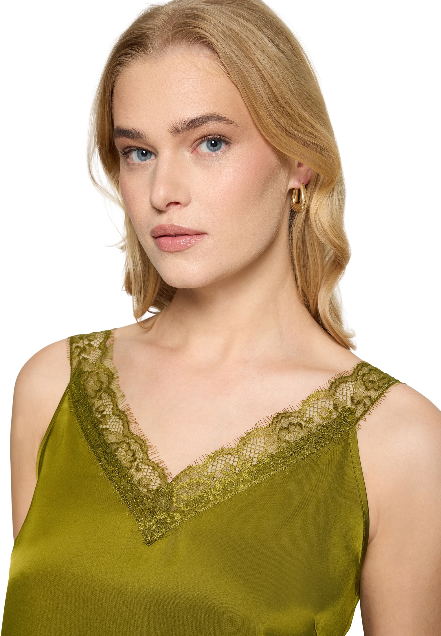 Zero Spitzenbluse »Basic-Top mit V-Ausschnitt«