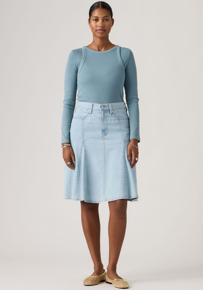 Levi's® Jeansrock »GODET KNEE LENGTH SKIRT« Midirock mit Falten