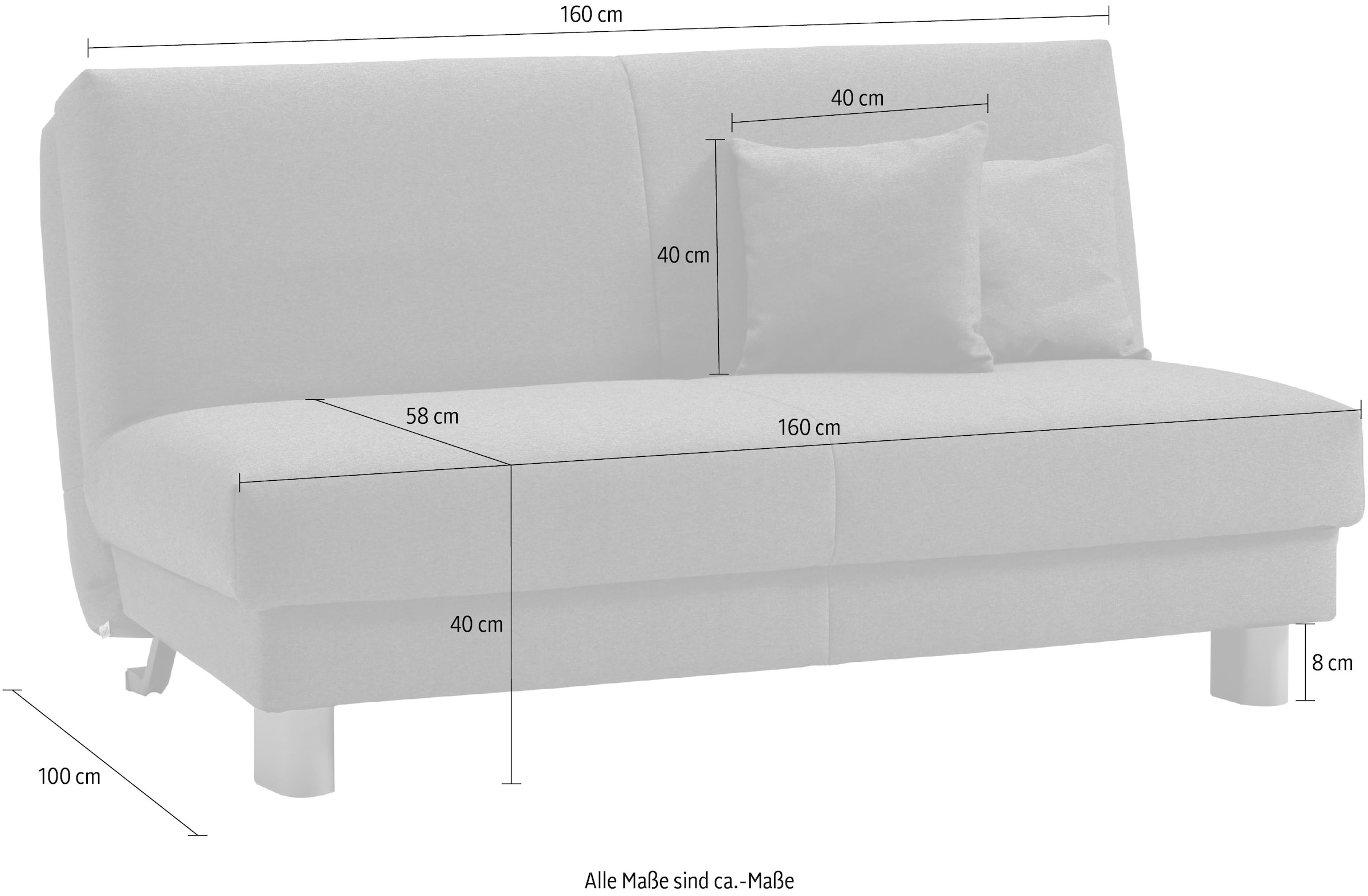 ell + ell Schlafsofa »Enny« Liegefläche Breite 155 cm, Liegehöhe 40 cm, Füße schwarz, Rückenlehne