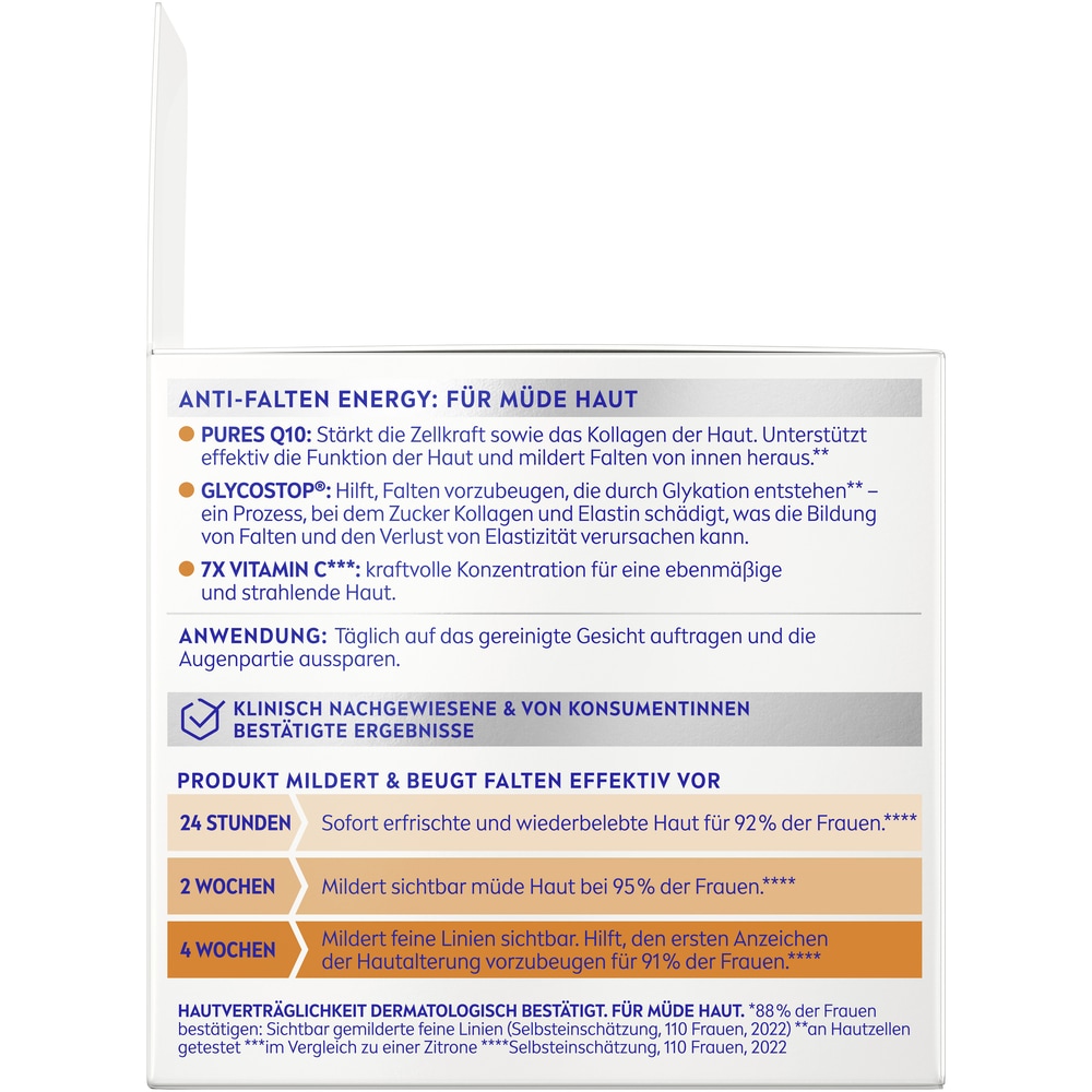 Nivea Tagescreme »Q10 ANTI-FALTEN ENERGY VITAMIN C TAGEPFLEGE LSF 15« 24h Feuchtigkeit für strahlendes, gesundes Hautbild