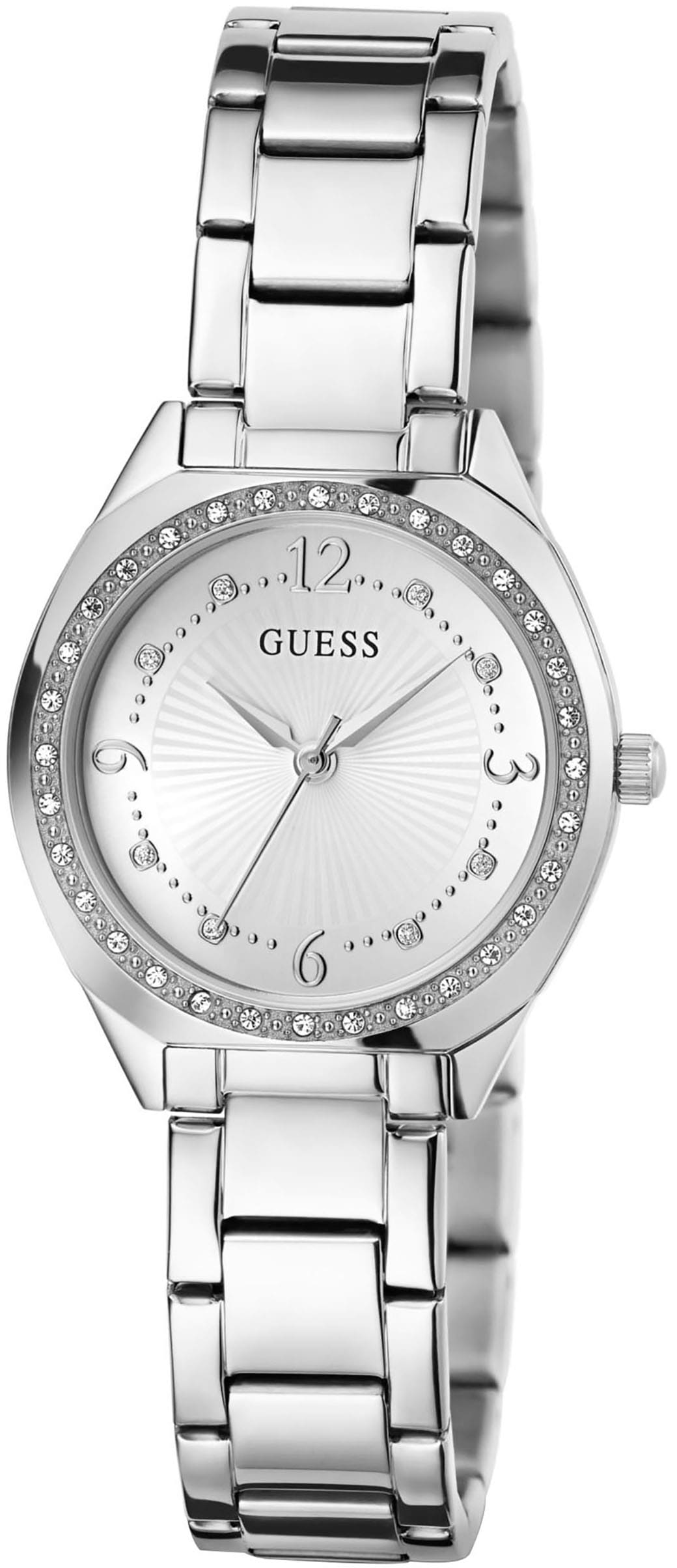 Guess Quarzuhr »CHARLOTTE«, Armbanduhr, Damenuhr, Edelstahlarmband, Mineralglas, analog