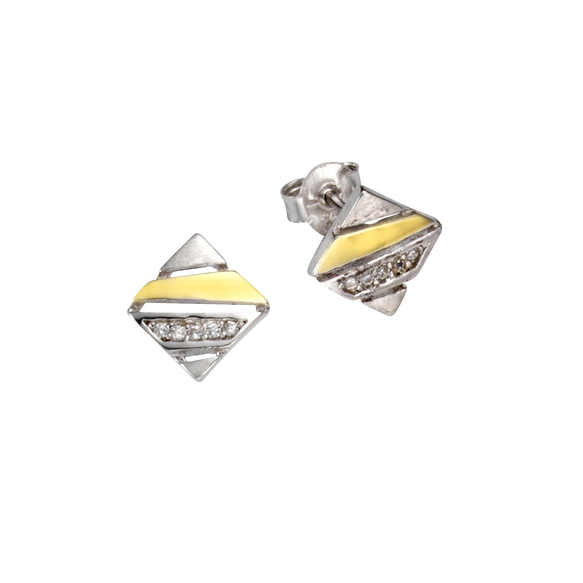 Vivance Paar Ohrstecker »925/- Sterling Silber bicolor 10x Zirkonia«, rhodiniert/bicolor