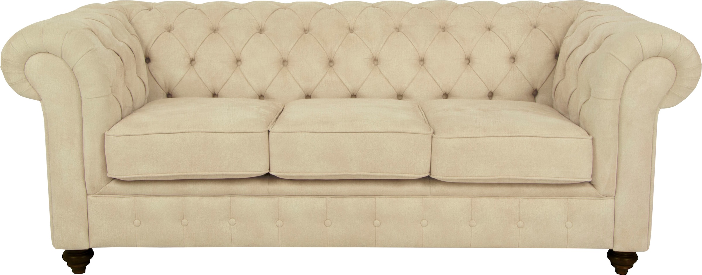 Home affaire Chesterfield-Sofa »Duc 3-Sitzer«, hochwertige Knopfheftung im Rücken, Samtoptik mit changierender Optik