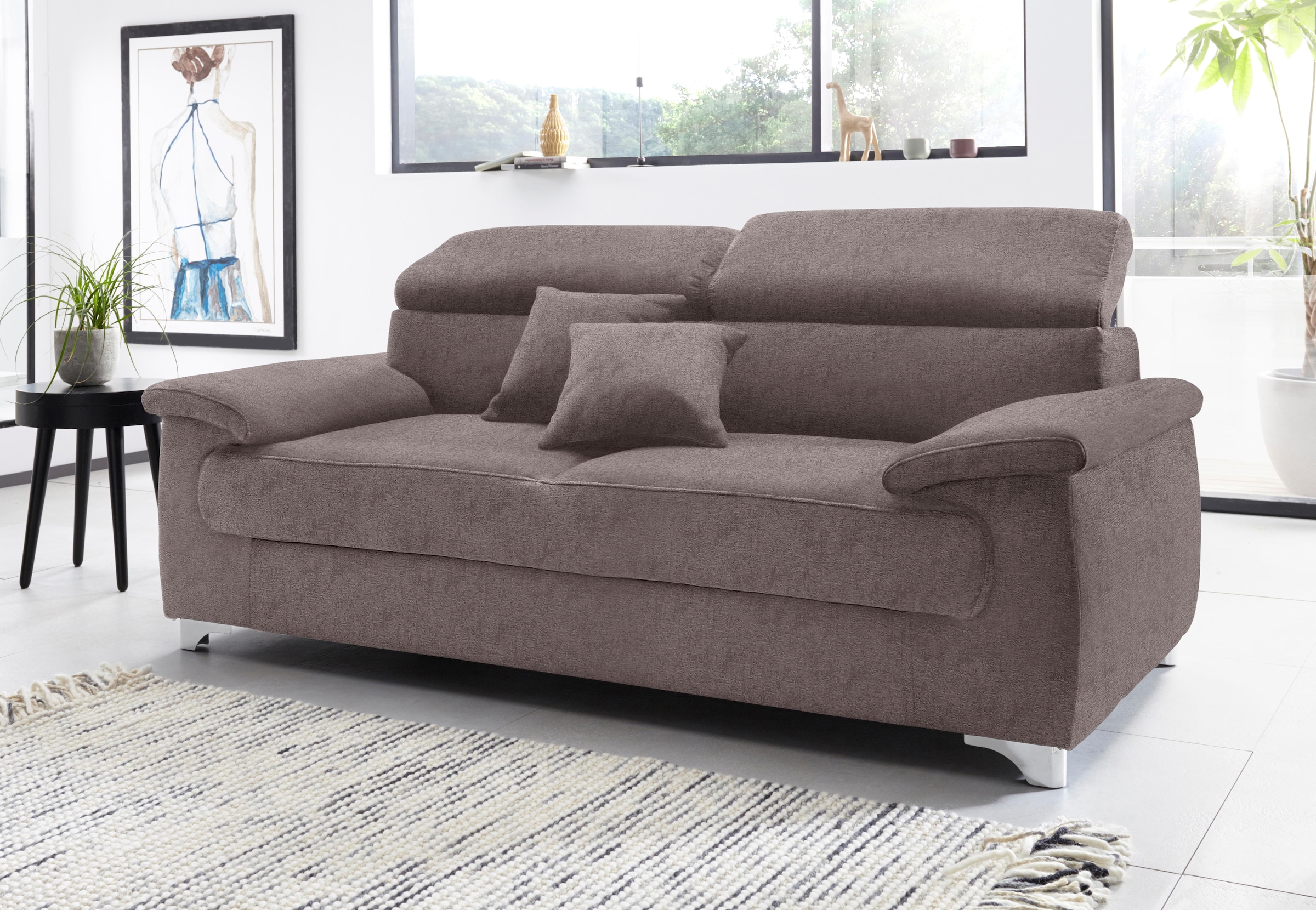 DOMO collection 2,5-Sitzer »Mira inklusive Kopfteilverstellung für mehr Wohlfühlkomfort«, elegant und modern, komfortabel, frei im Raum stellbar