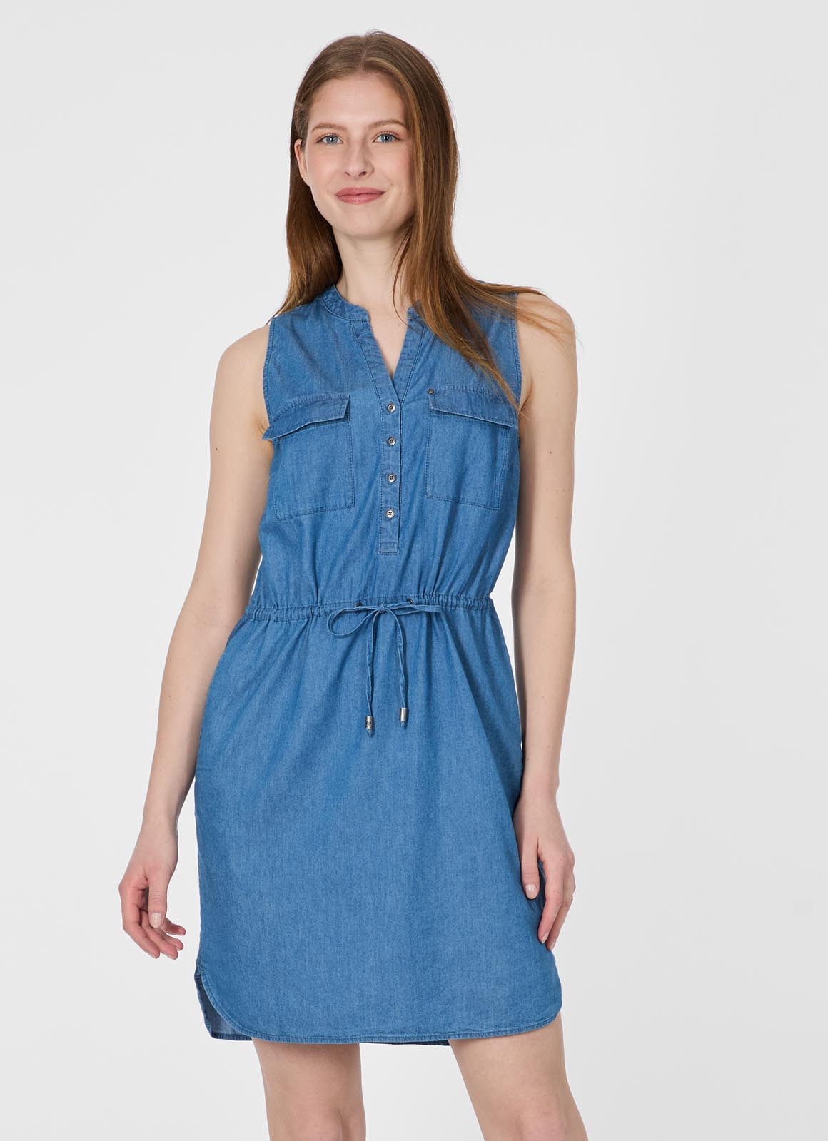 Ragwear Jeanskleid »ROISSIN DENIM« Brusttaschen Baumwoll-Viskose-Mix mit Denim-Optik und Taillenband