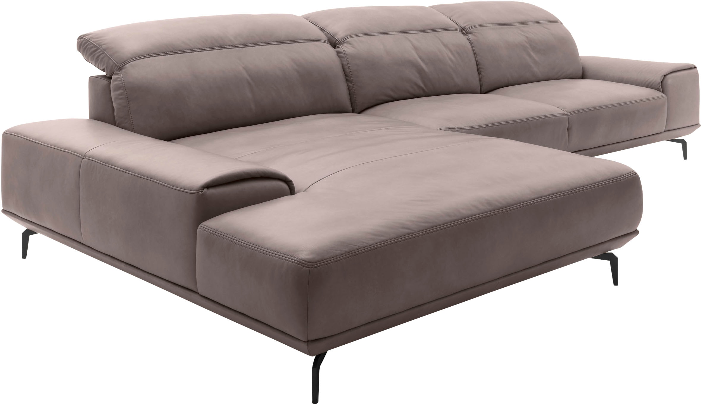 Musterring Wohnlandschaft »MR 2490 Ecksofa mit erstklassigem Sitzkomfort, Long-Life-Leder« Fuß Schwarz, Sitzhöhe 46cm, wahlweise mit Funktionen, Maße 342x207 cm