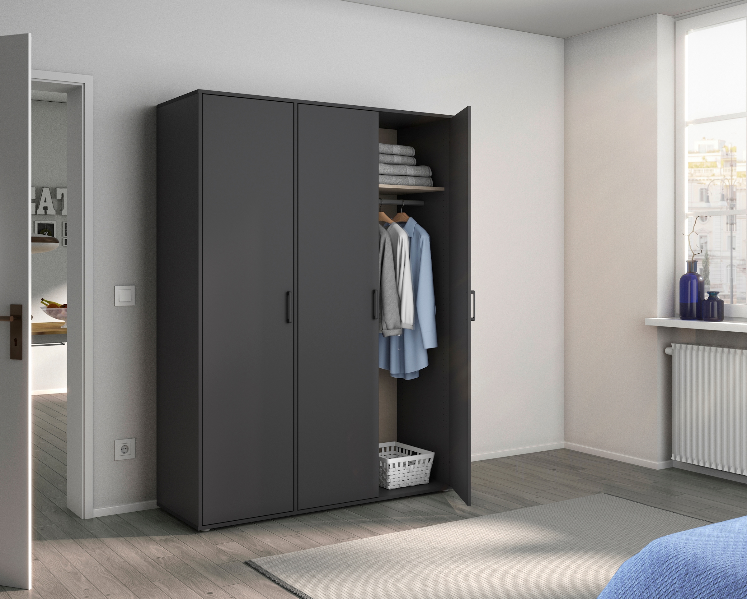 rauch Kleiderschrank »VOYAGER Otto´s Choice Garderobe Wäscheschrank TOPSELLER Schlafzimmer« in 3 verschiedenen Ausstattungen BASIC/CLASSIC/PREMIUM,  mit 2 modernen Griffvarianten, viel Stauraum MADE IN GERMANY