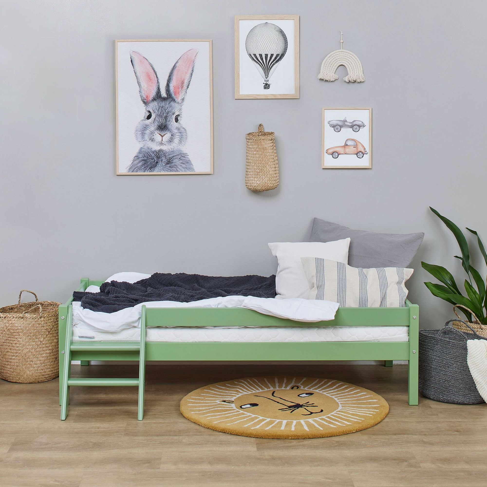 Lüttenhütt Jugendbett »ECO One«, Kinderbett mit Rausfallschutz und Leiter, 3 Farben/Matratze wählbar
