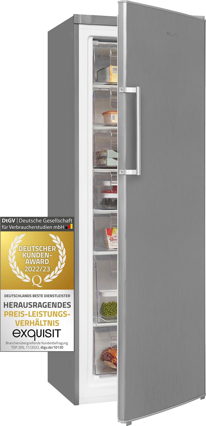 exquisit Gefrierschrank »GS280-H-040E inoxlook«, 173 cm hoch, 60 cm breit, 242 L Volumen, 4 Sterne Gefrieren