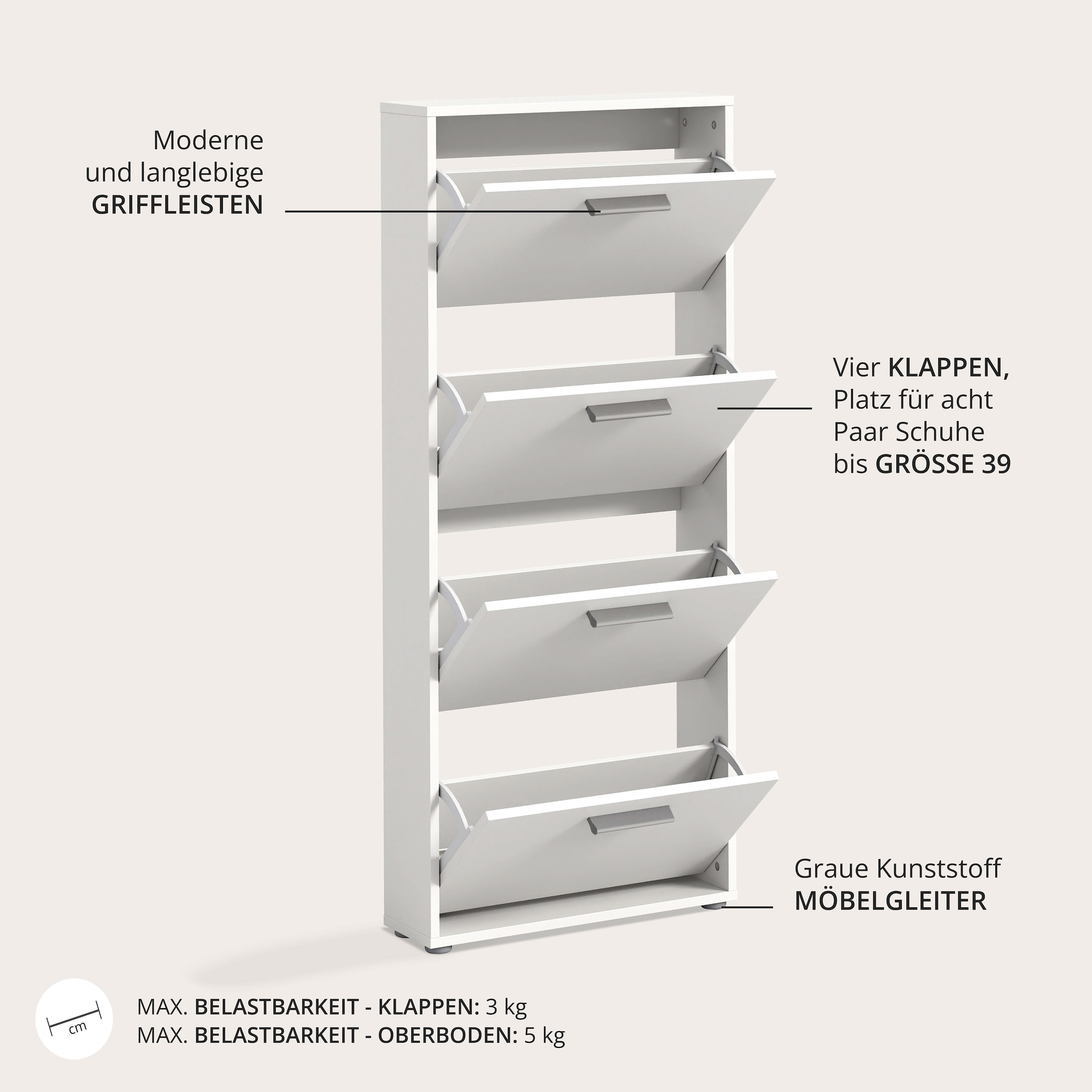 HBZ Schuhkipper »Sam Schuhkipper, Schuhschrank BxHxT 59x136x17 cm« 1 Stk. tlg. mit 4 Klappen