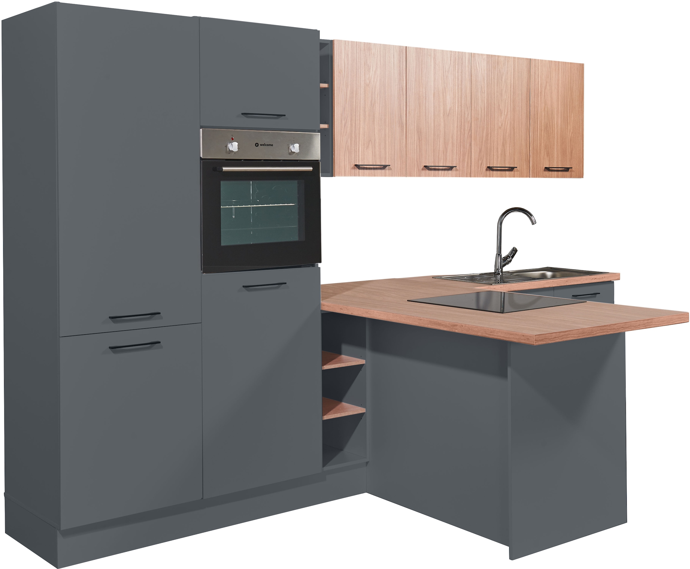 BASIC by Balculina Küchenzeile »Girona B/H/T 325x211x200 cm« Breite 325cm, wahlweise mit E-Geräte, Softclose