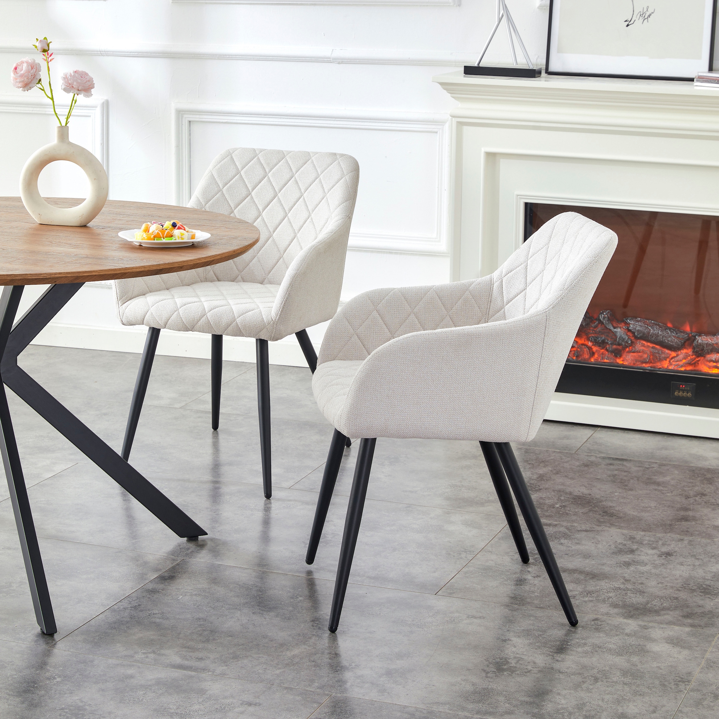 Home affaire Esszimmerstuhl »SUDBURRY, 2er Set, mit Metallgestell in matt schwarz« (Set) 2 Stk.in verschiedenen Farben, Belsatbarkeit pro Stuhl 120 kg, mit Armlehne