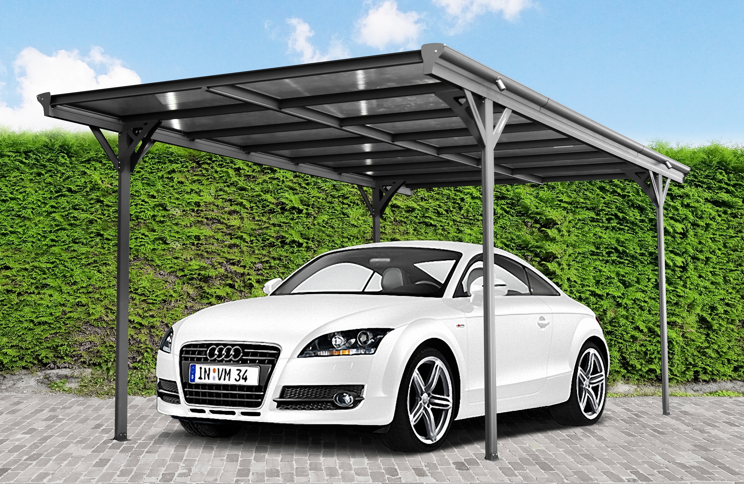 Konifera Einzelcarport »Charly« Aluminium 275 cm anthrazit in grau, Größe B/H/T: 207 cm x
