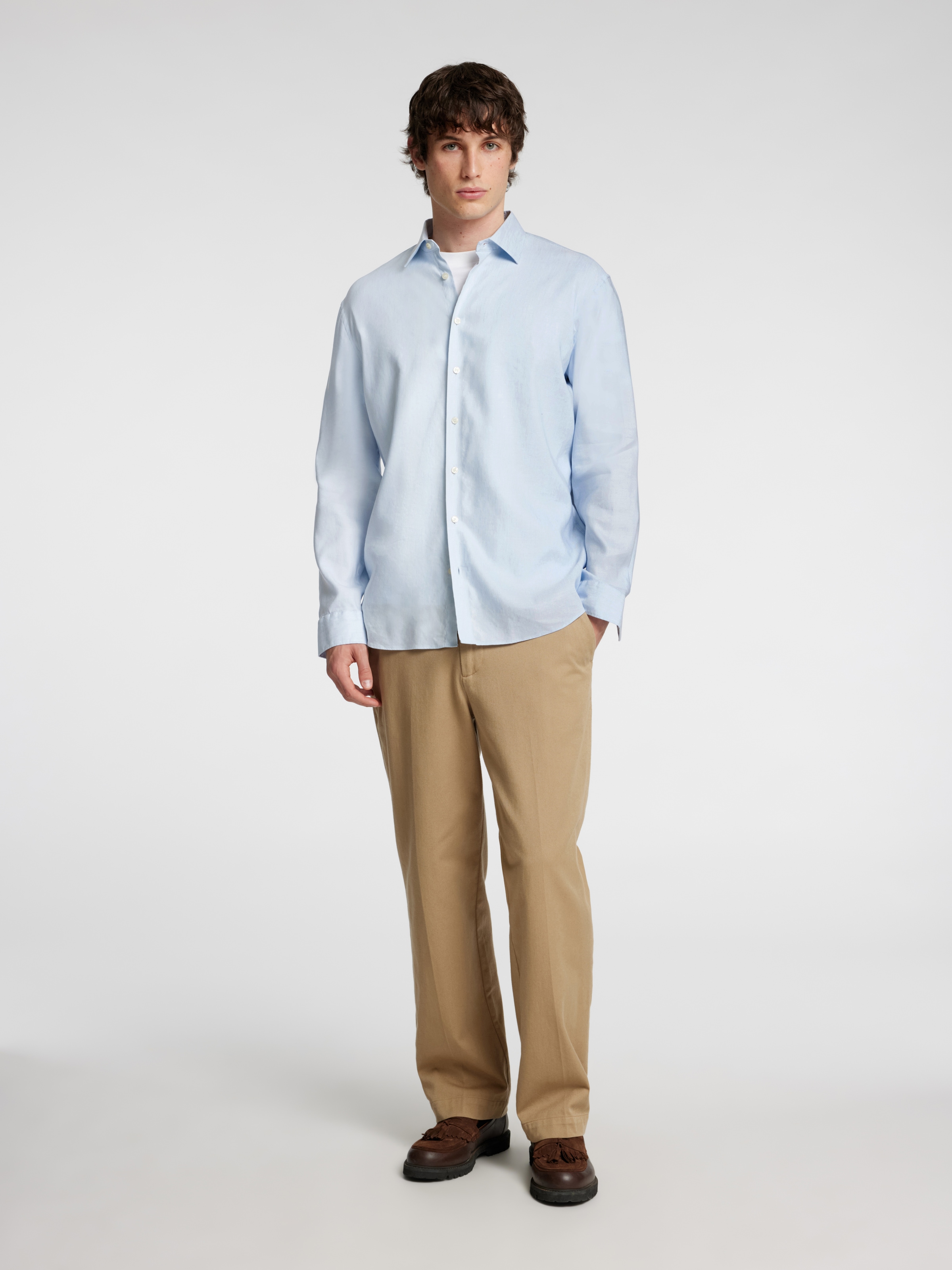 SELECTED HOMME Langarmhemd »SLHREG-LEO LIGHT SHIRT LS NOOS«, mit Lyocell und Leinen
