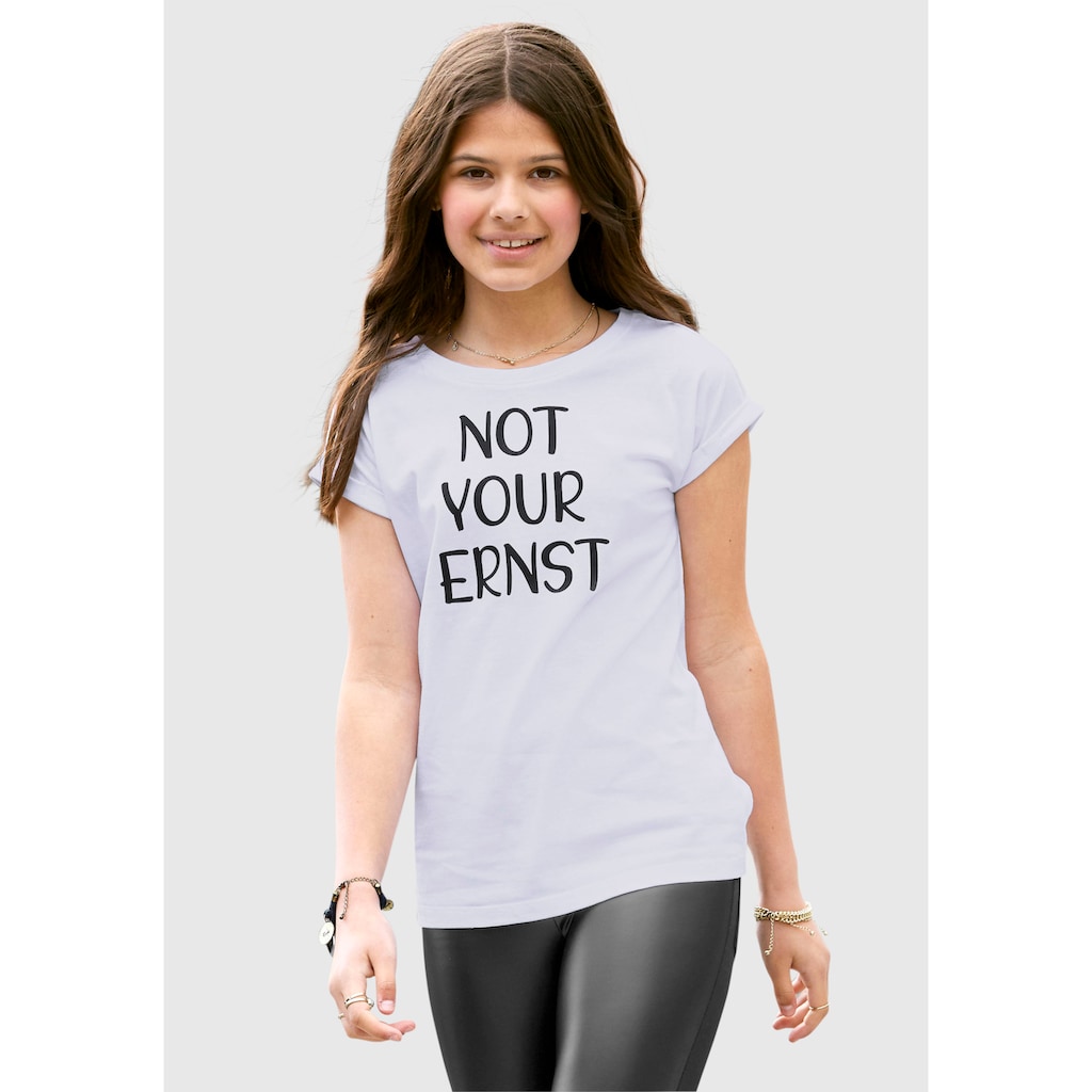 KIDSWORLD T-Shirt »NOT YOUR ERNST«, legere Form mit kleinem Ärmelaufschlag
